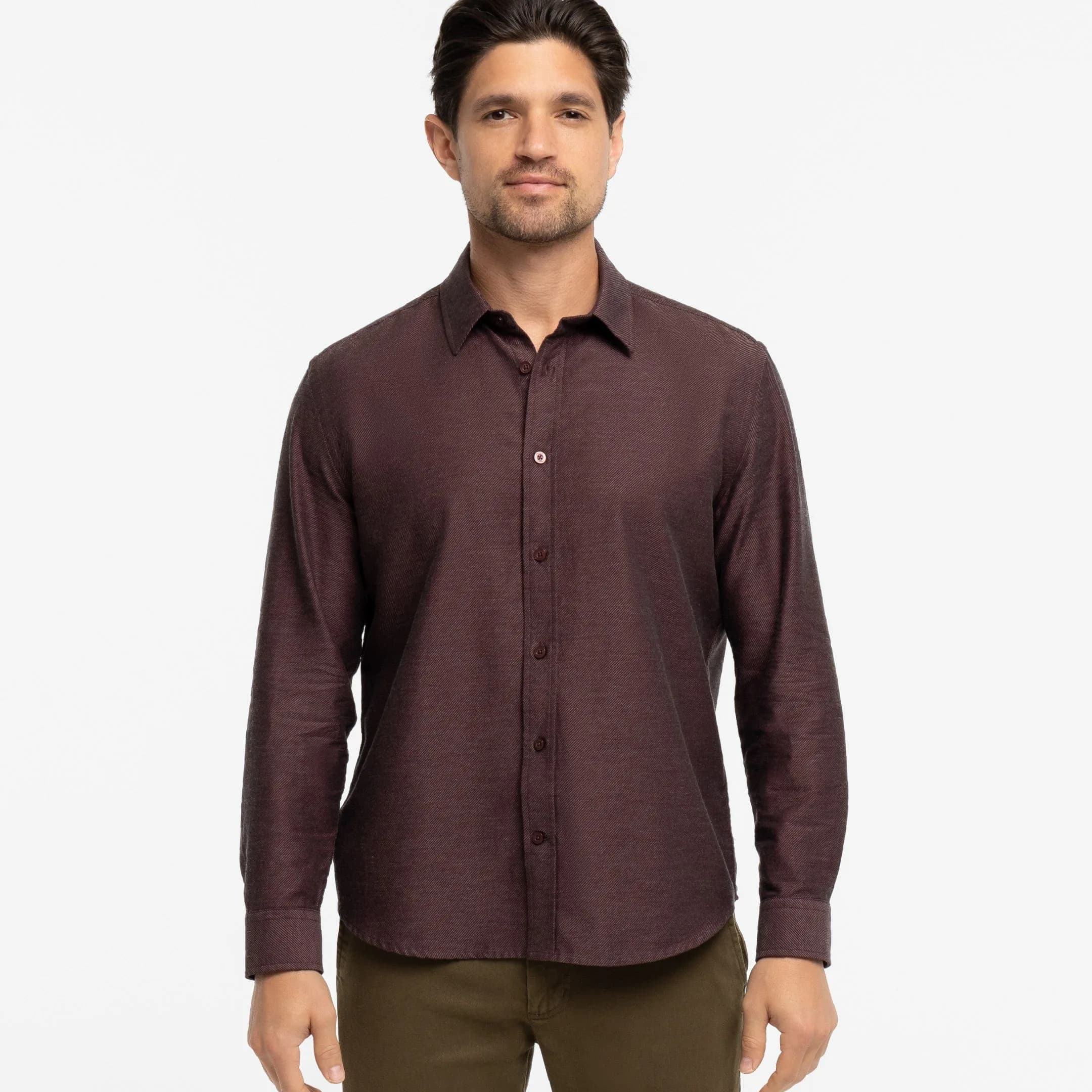 Burgundy Twill Brushed Shirt
