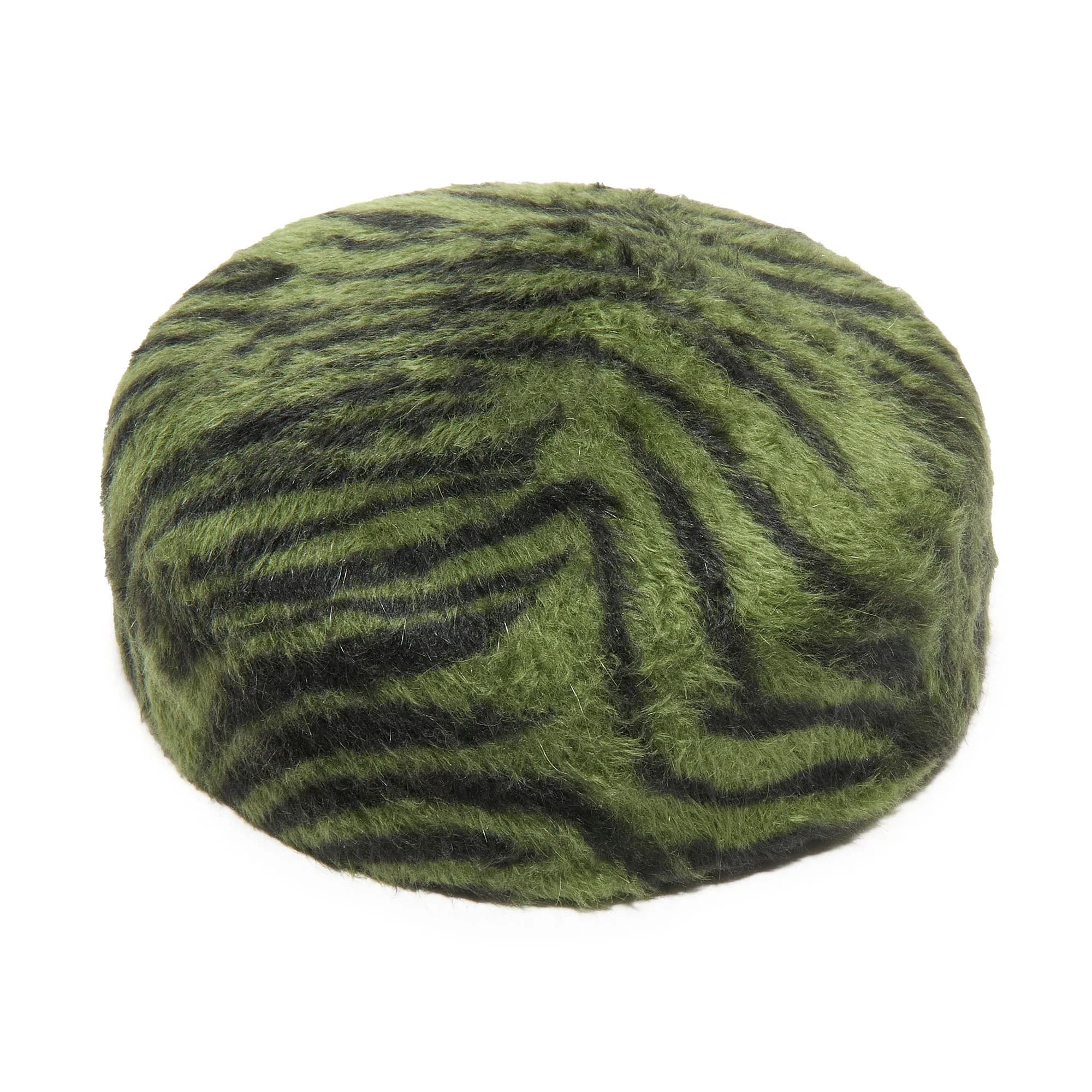 JET EMERALD ZEBRA WOOL FELT PILLBOX HAT