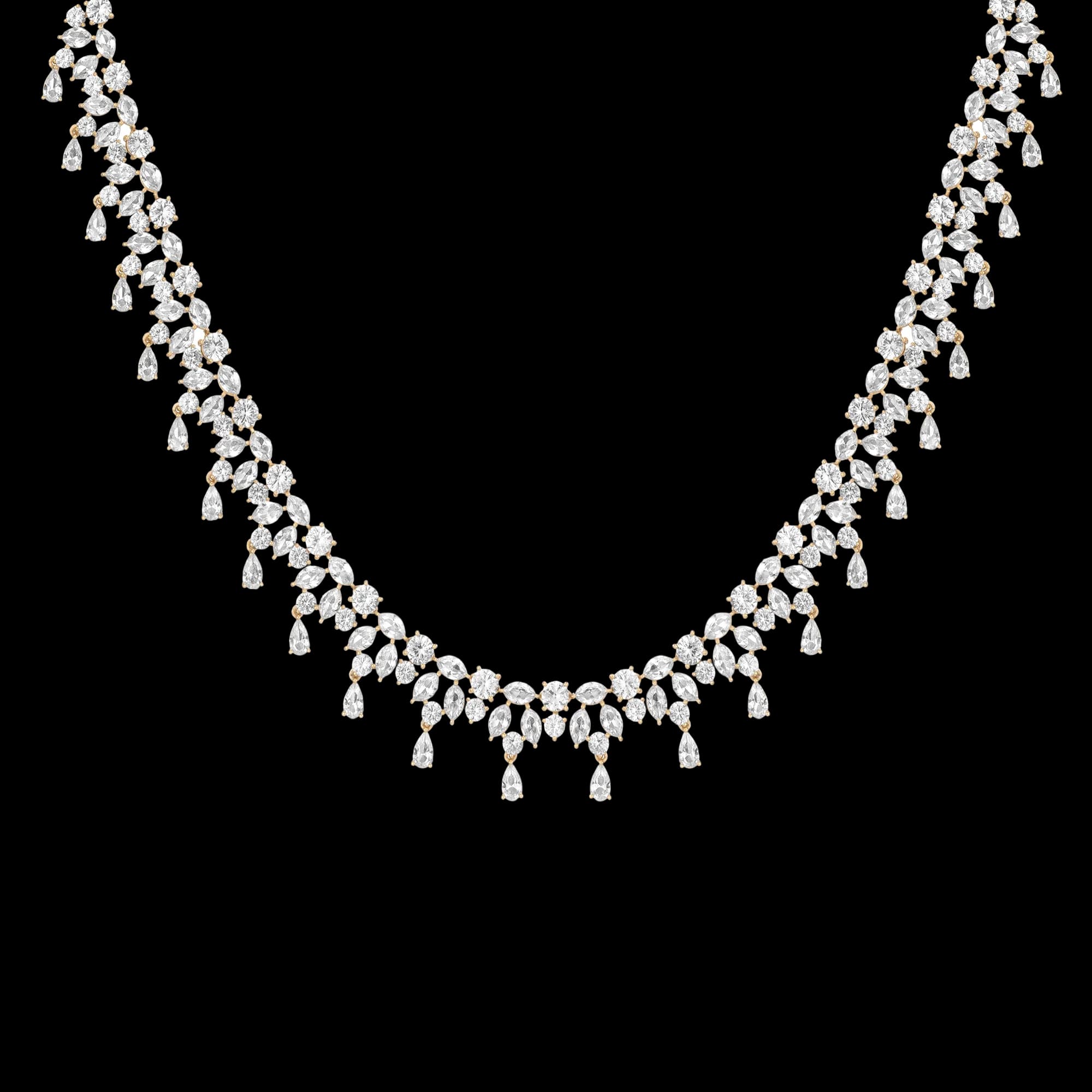 Lab Grown White Sapphire Teardrop Tennis Necklace