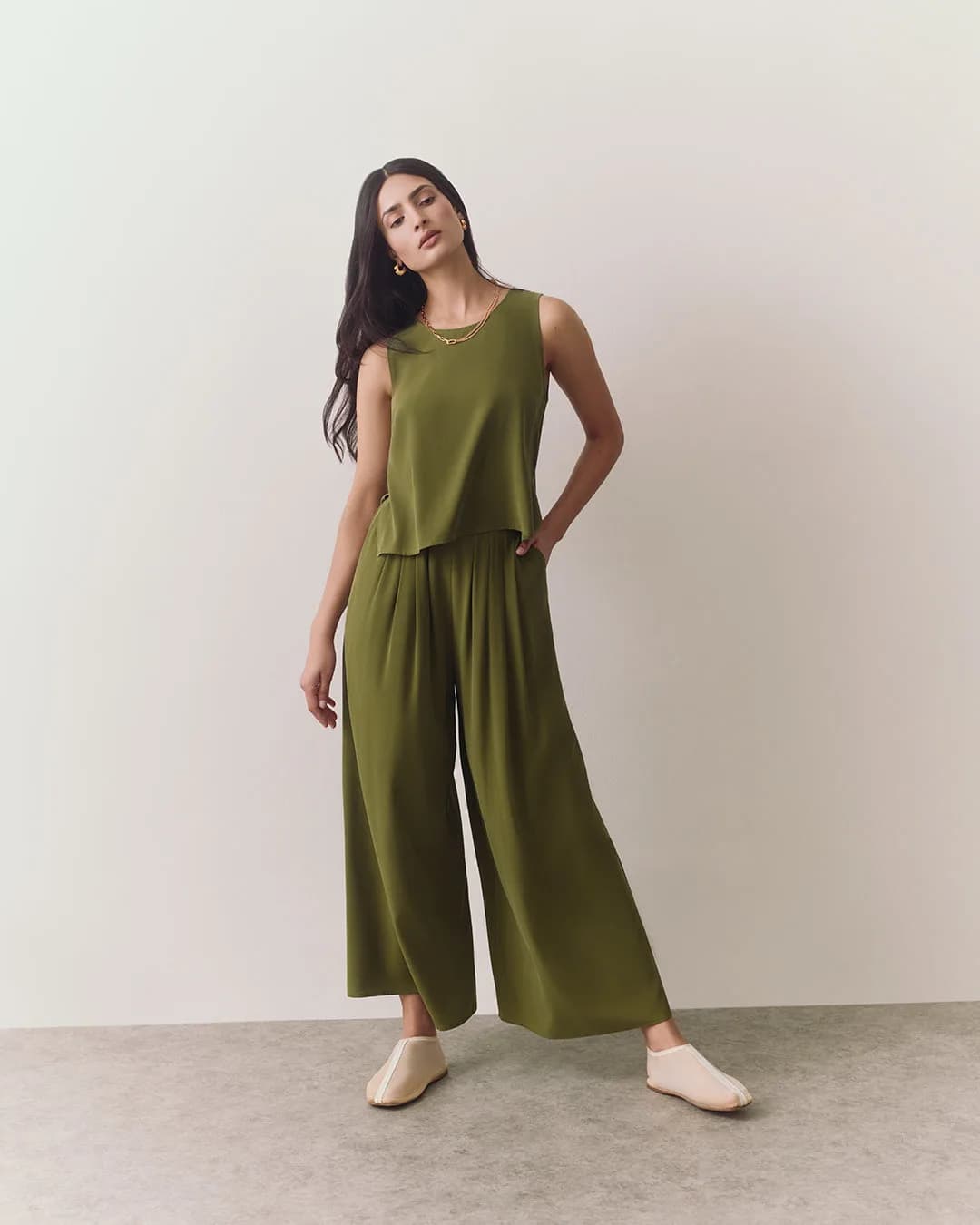 Cropped Pleated Pant