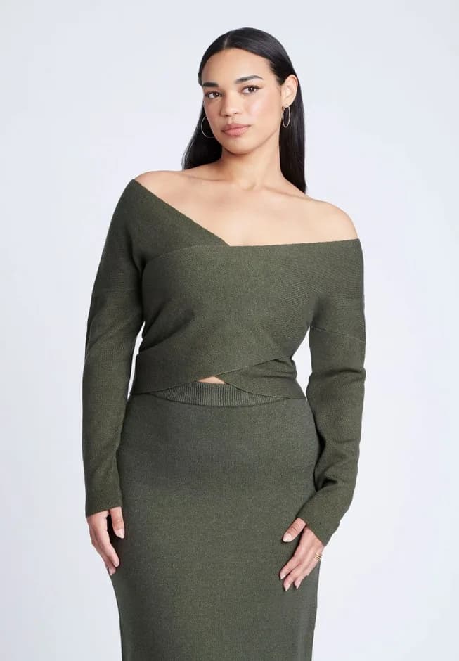 Wrap Front Cropped Sweater