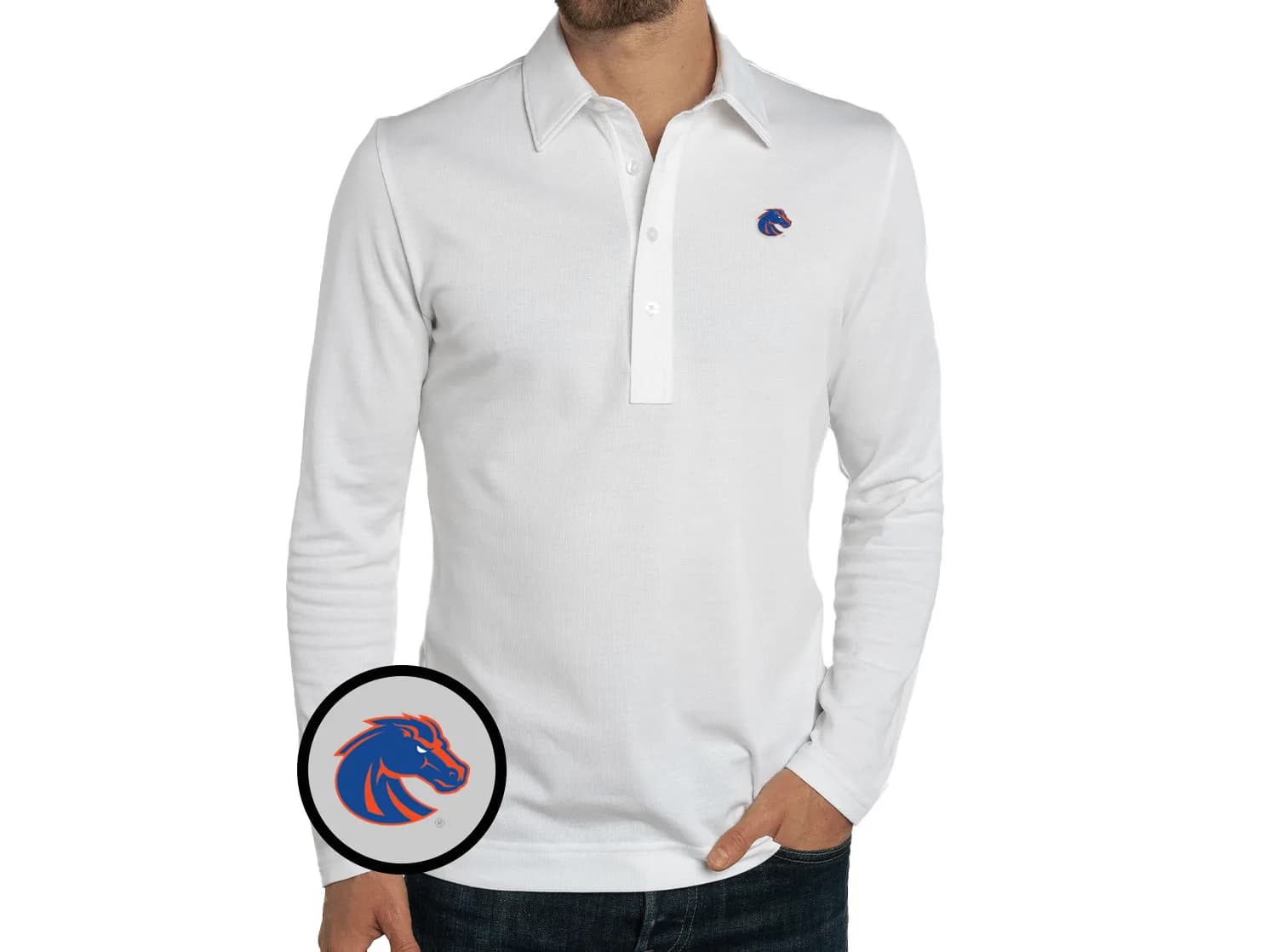 Boise State - Jacquard Long Sleeve Range Polo