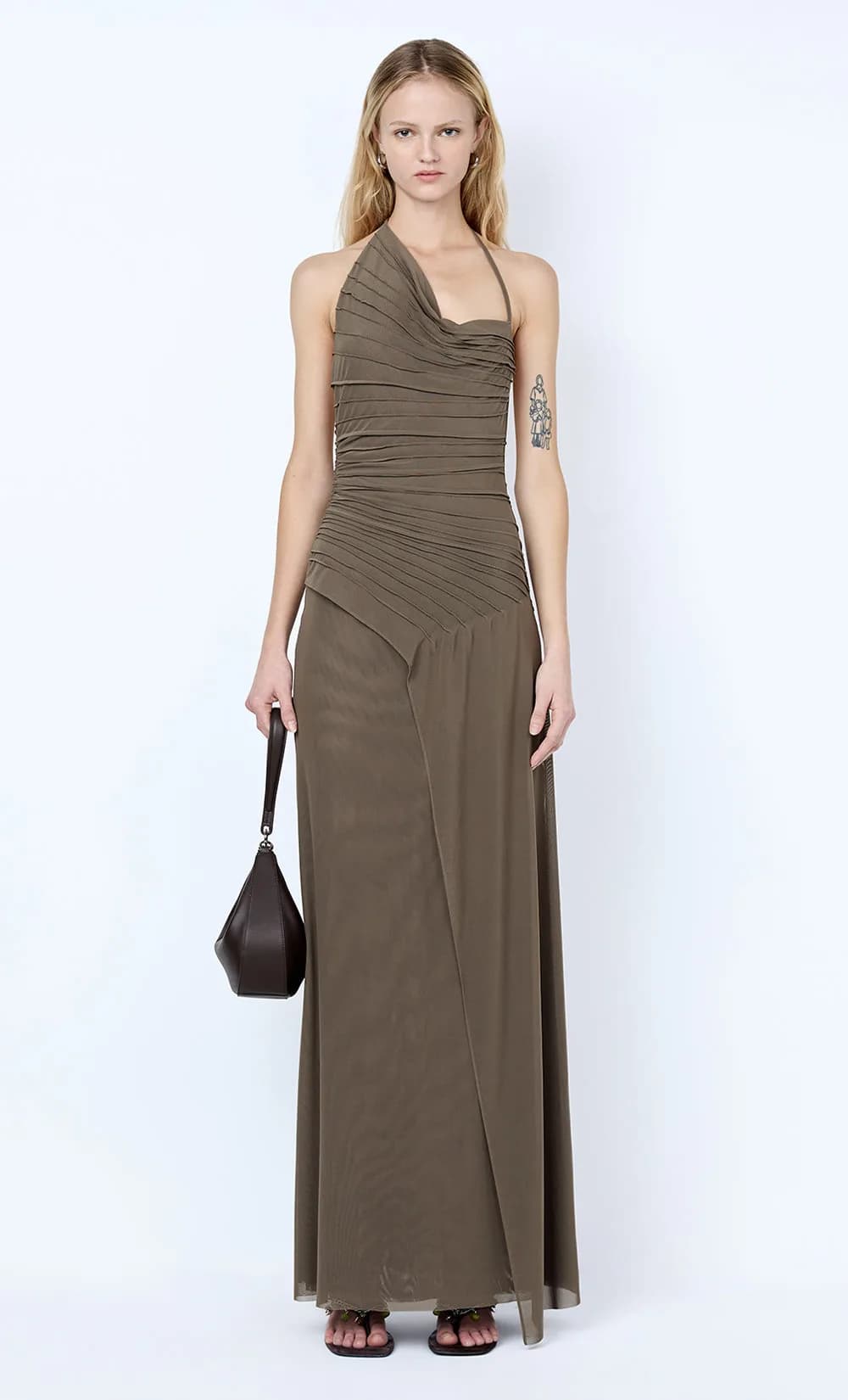 Brenna Pintuck Maxi Dress - Khaki