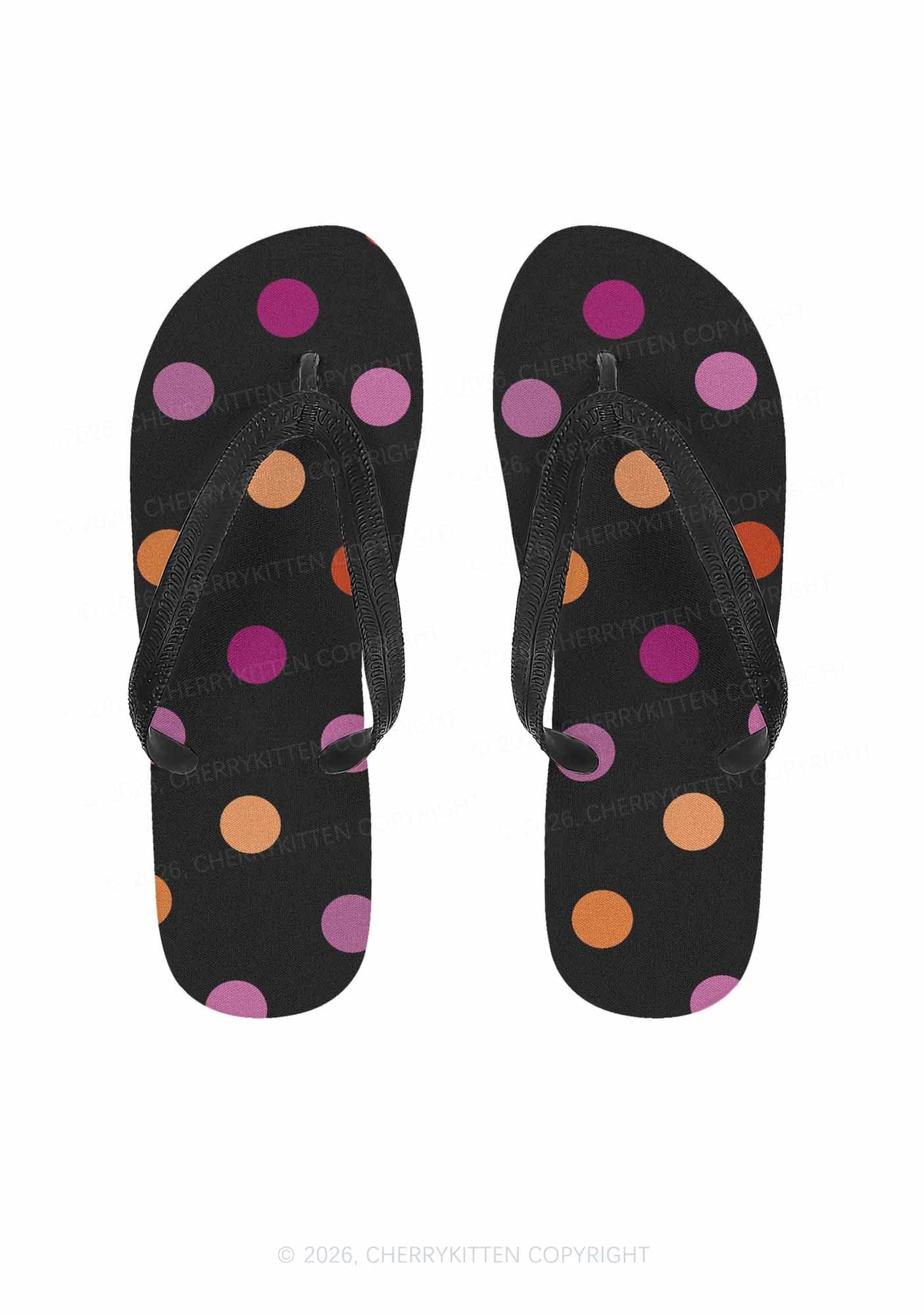 Lesbian Dots Pride Y2K Print Flip Flops