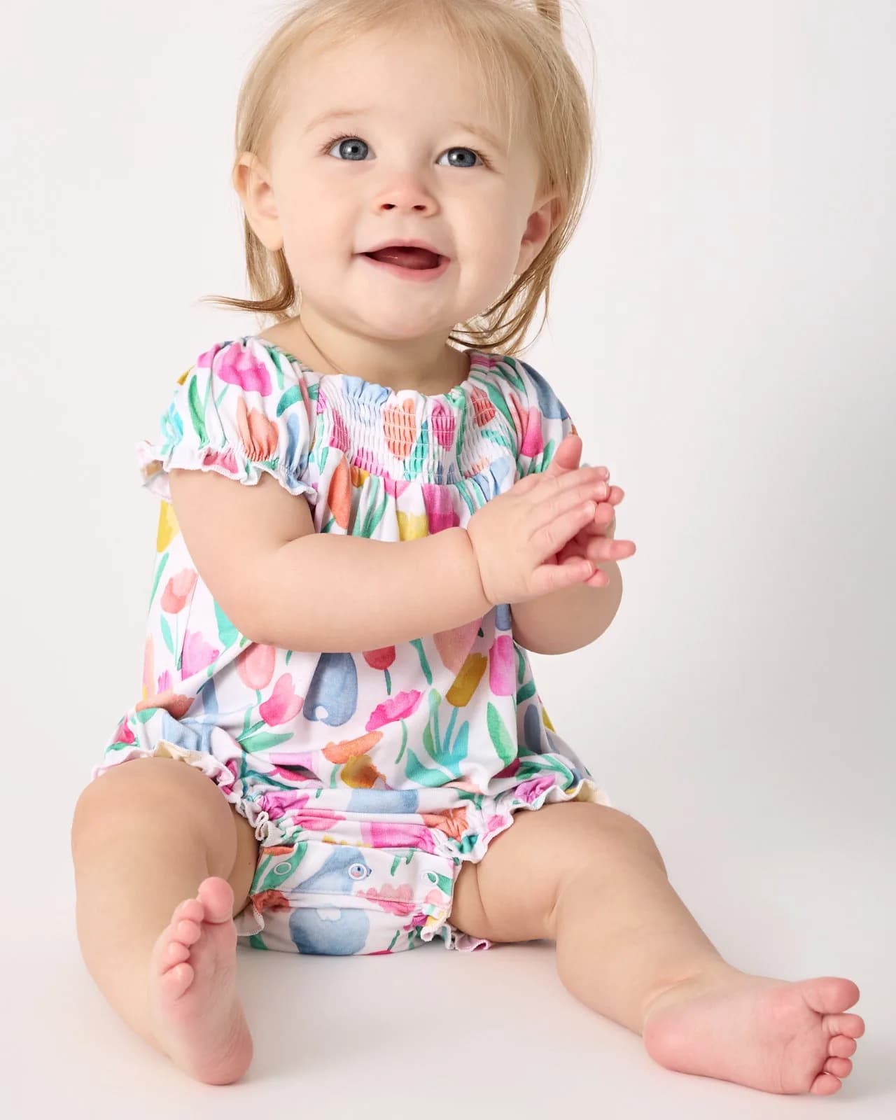 Garden Hop Smocked Bubble Romper