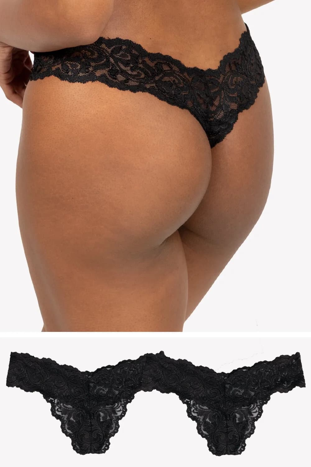 Signature Lace Thong Panty 2 Pack | Black