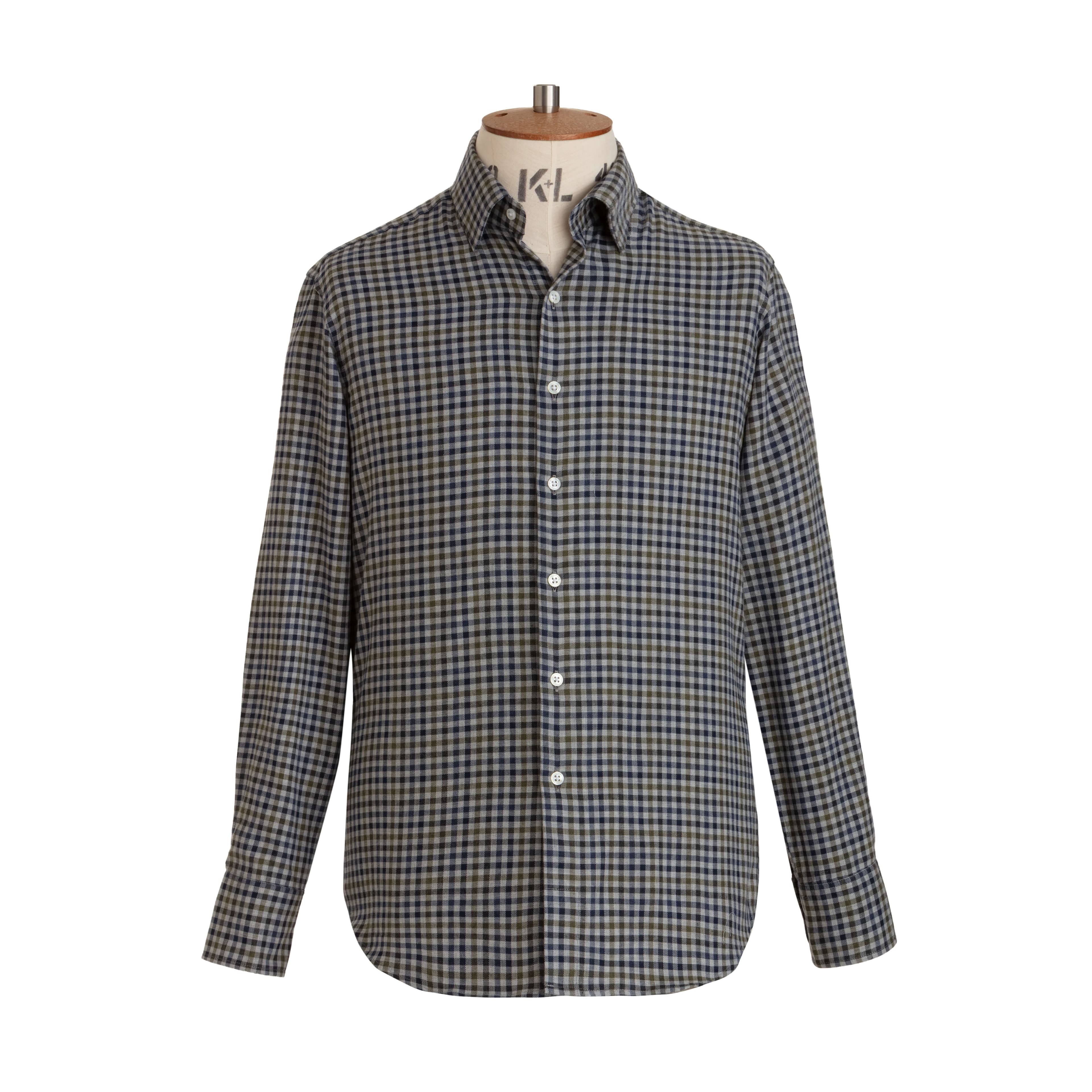 Sage/Navy Gingham Brushed Cotton Shirt