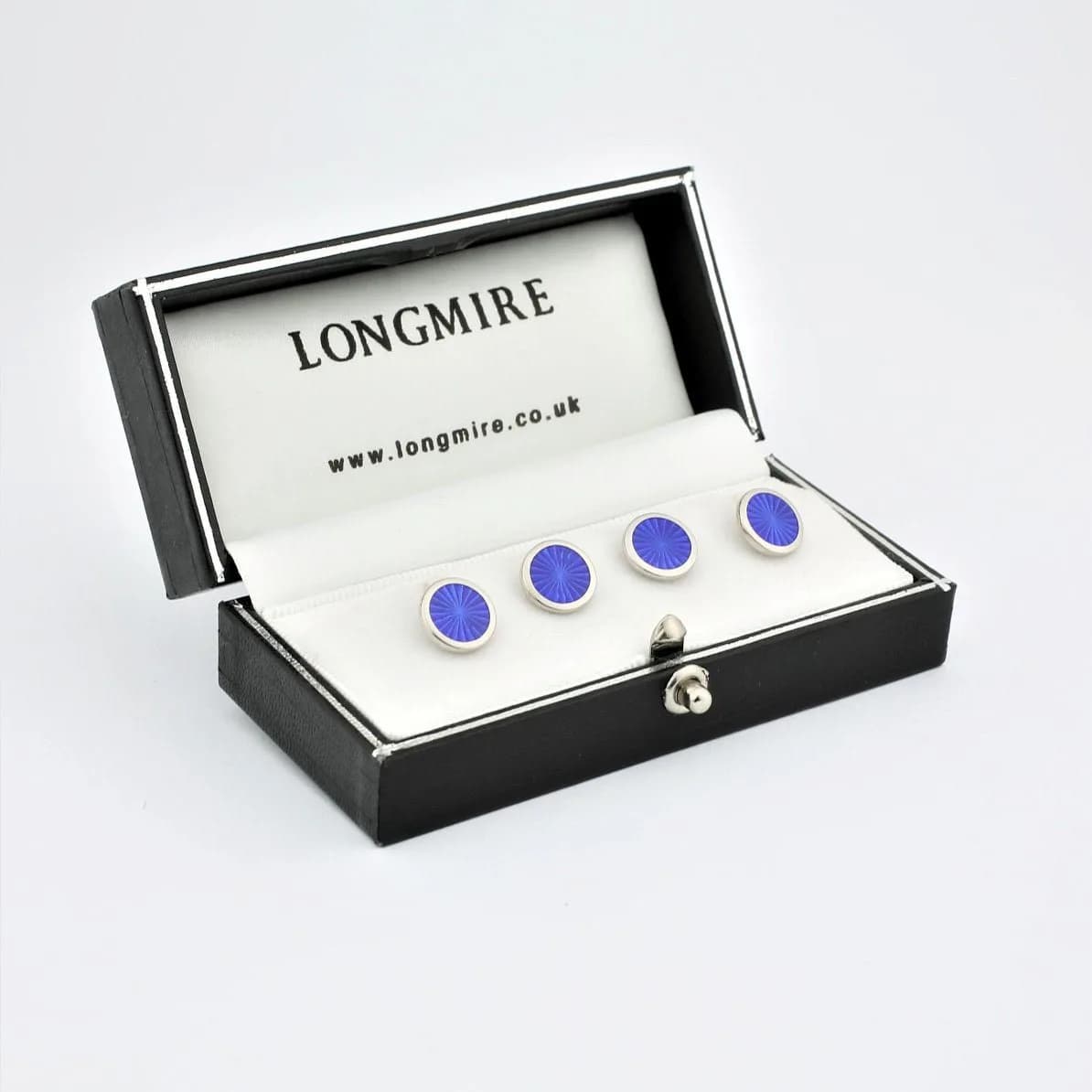 Longmire Sterling Silver Starburst Blue Enamel Dress Studs