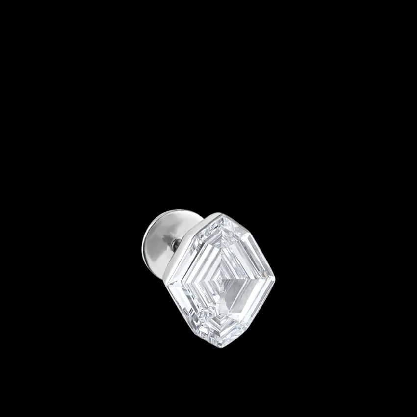 Invisible Set "Ace of Diamonds" Threaded Stud Earring With Titanium Backing