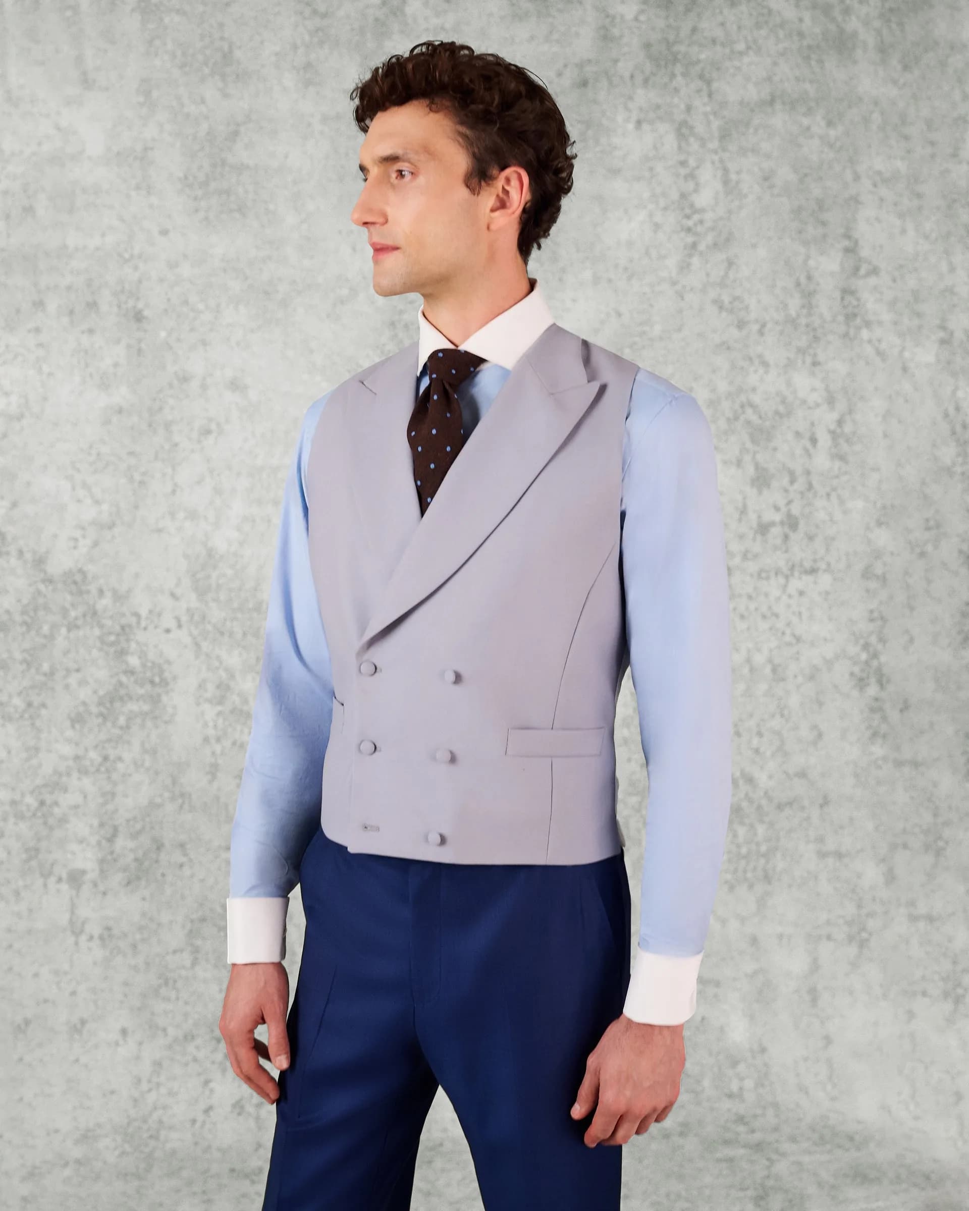 Wool Double Breasted Waistcoat Grey