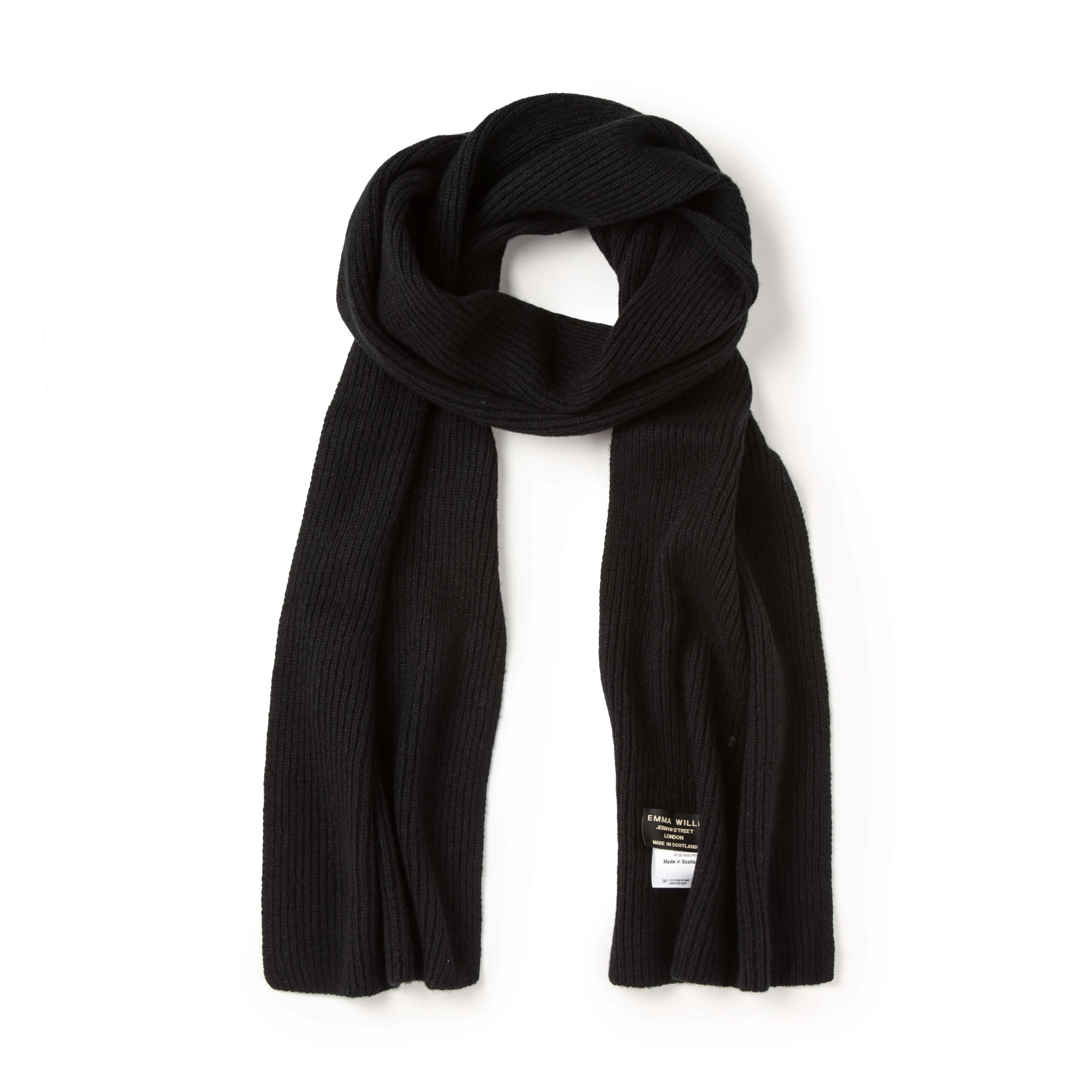 Black Ribbed Cashmere Scarf