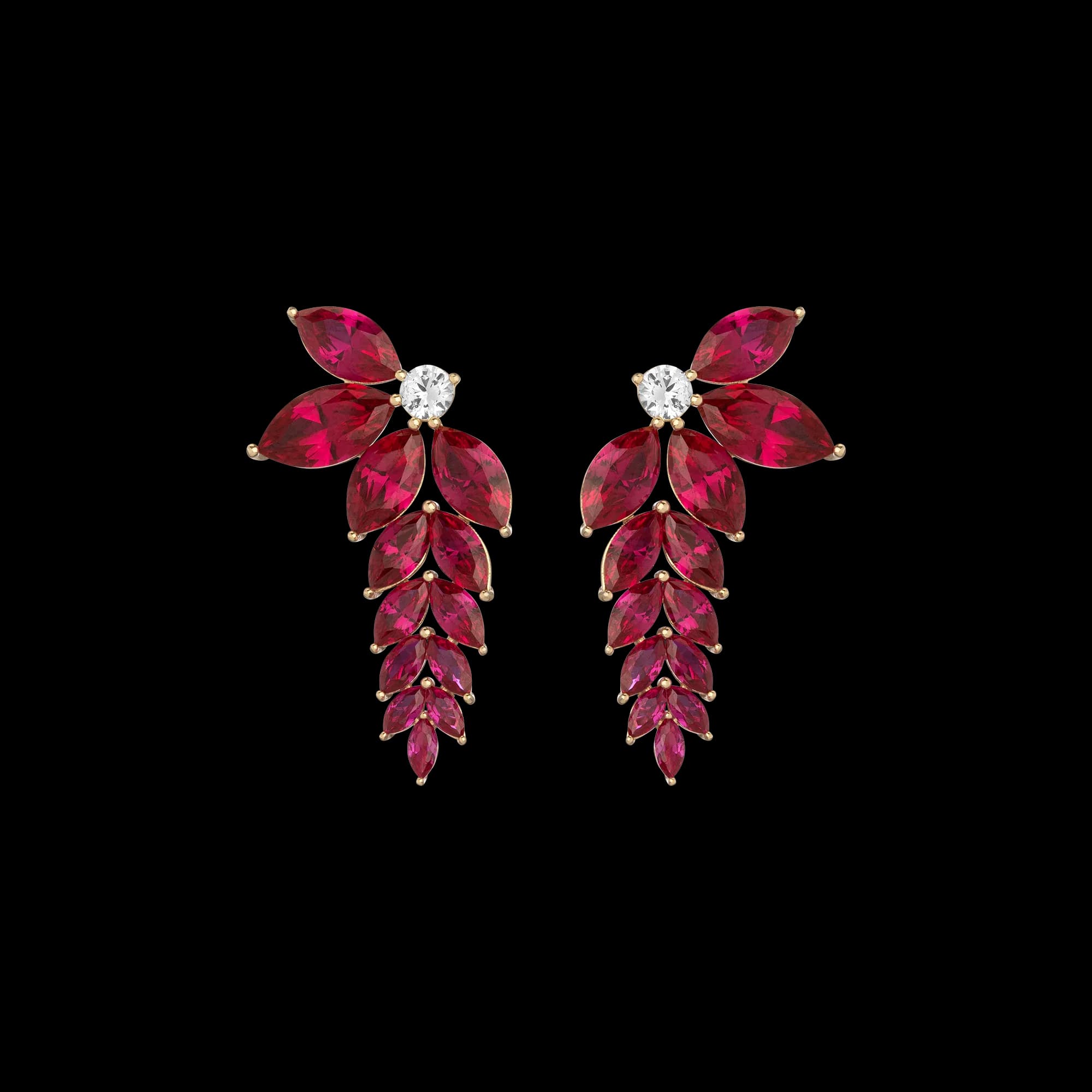 Lab Grown Red Marquise Waterfall Earrings