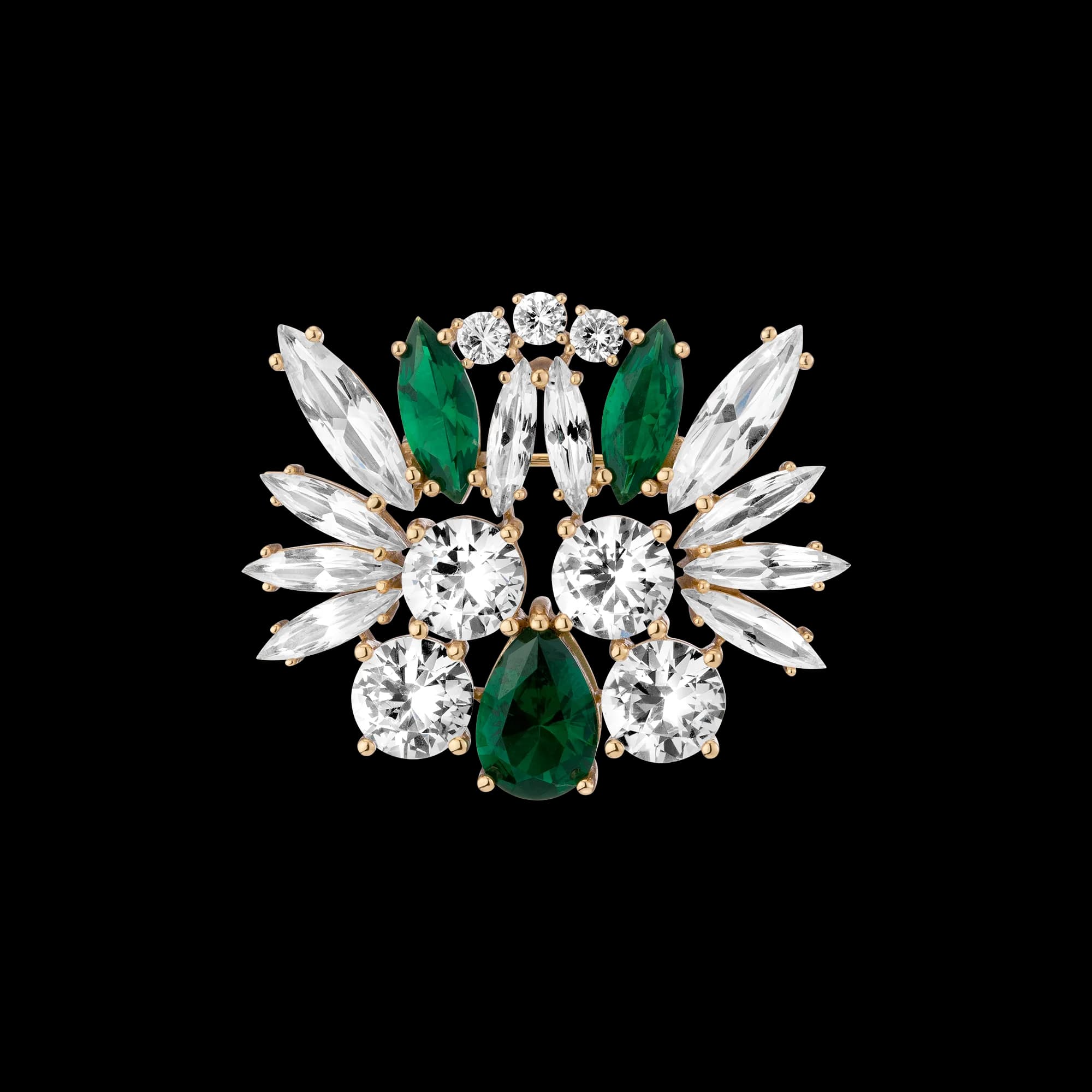 Lab Grown Green Emerald Teardrop Brooch