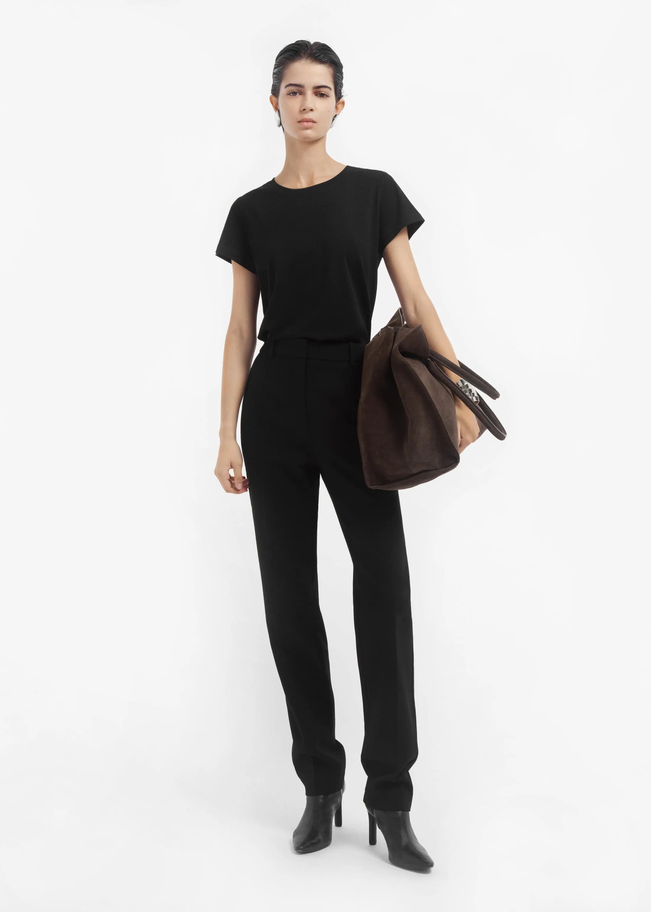 Tailored Pipe Legged Trouser in Cotton - Black