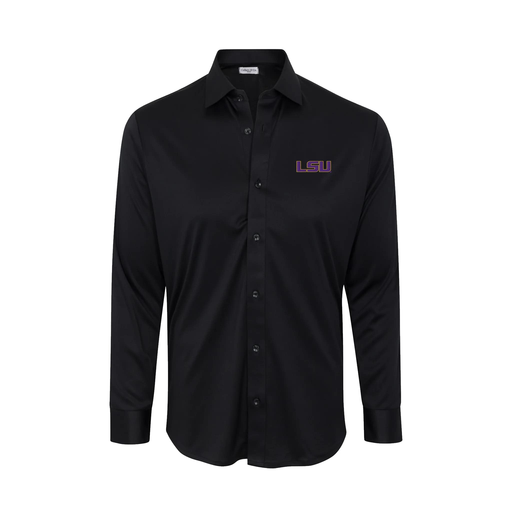 Quattro Flex Dress Shirt with Semi-Spread Collar Black