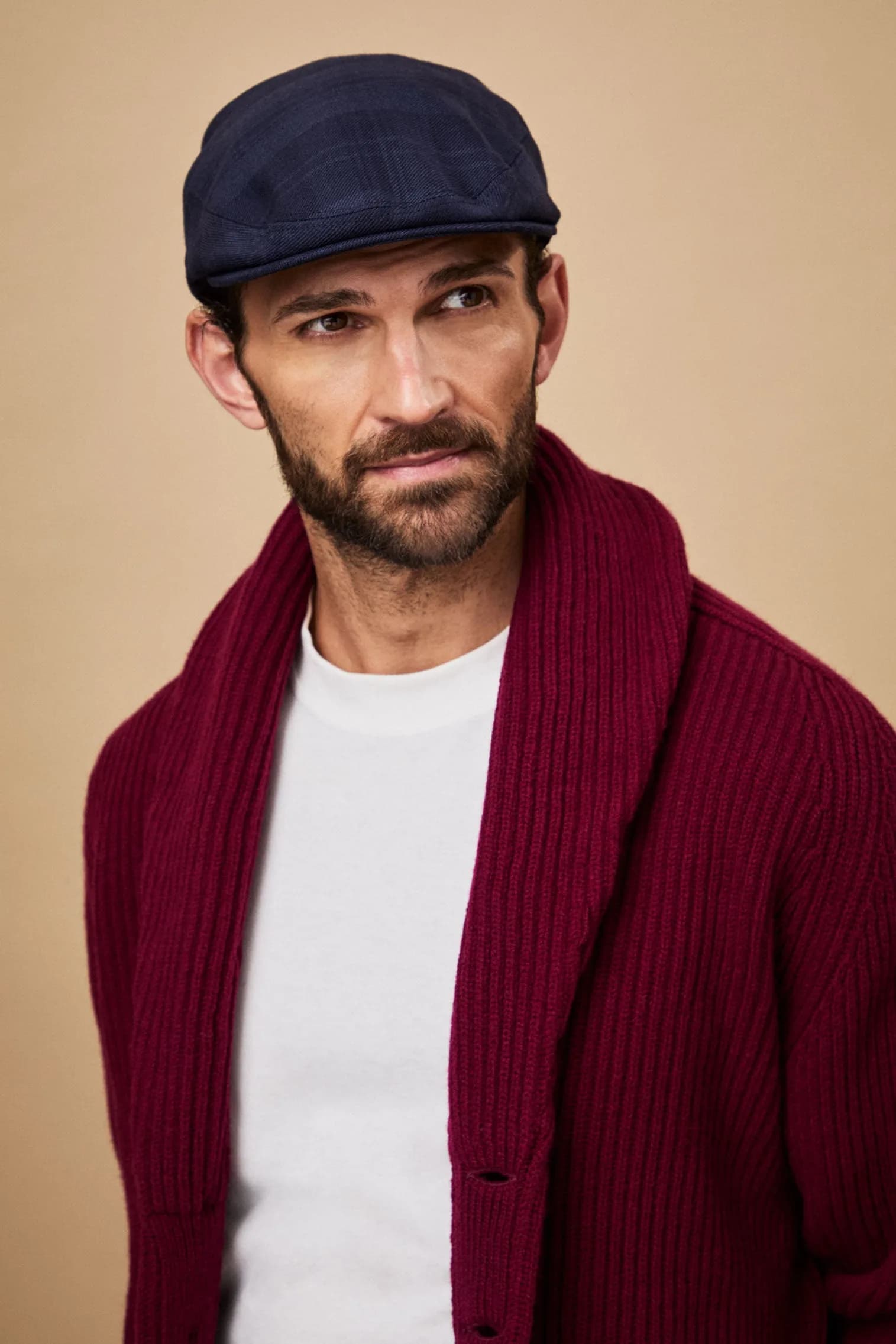 Gill Navy Check Flat Cap