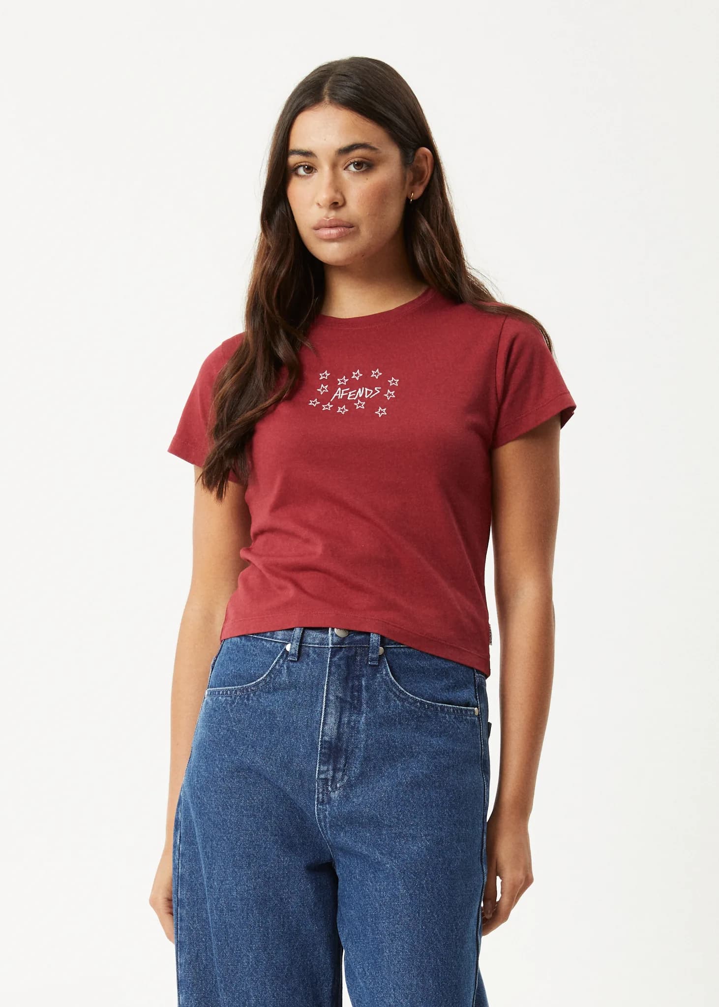 Womens Lucky - Baby Tee - Burgundy
