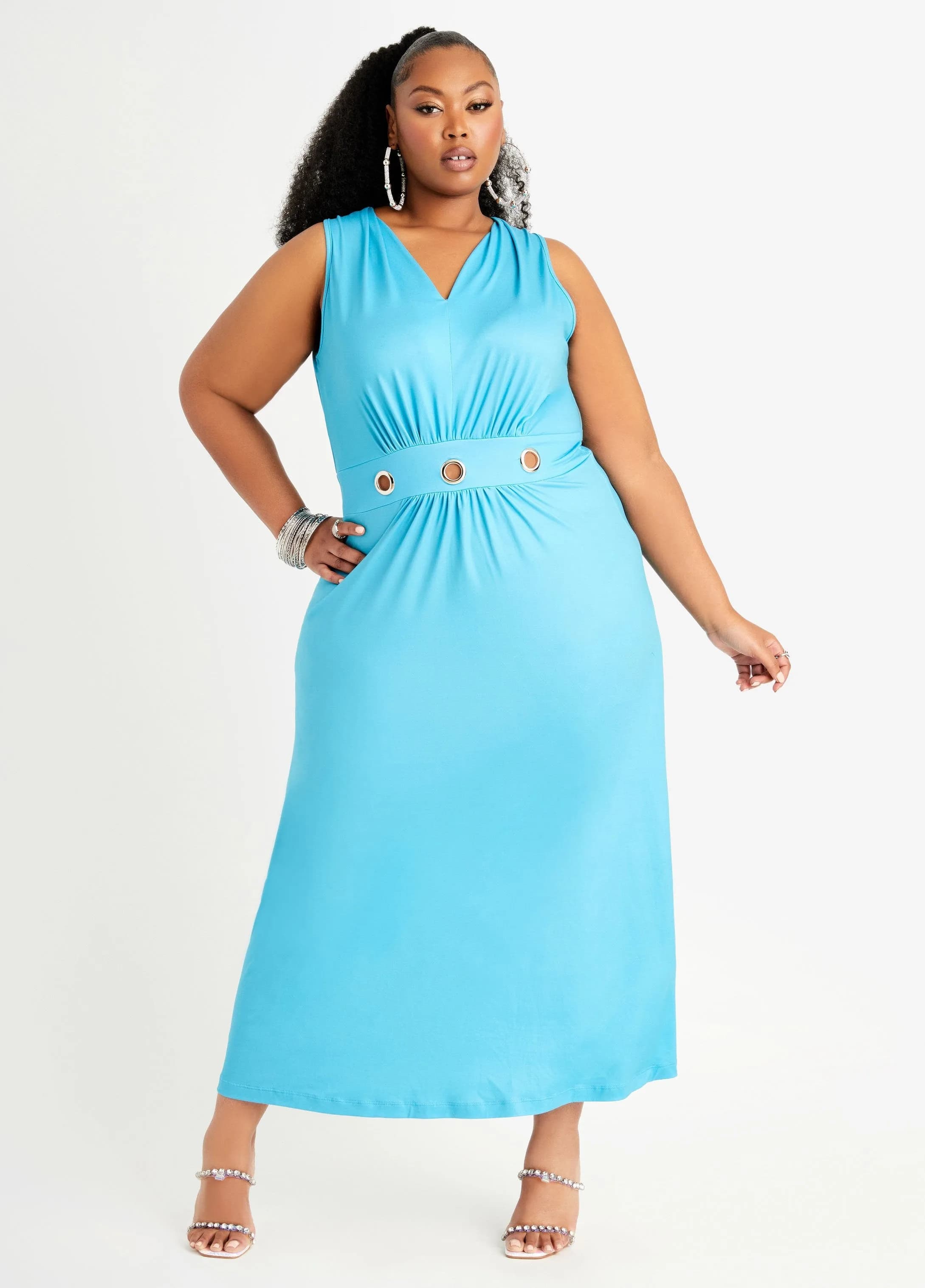 Grommet Waist Maxi Dress