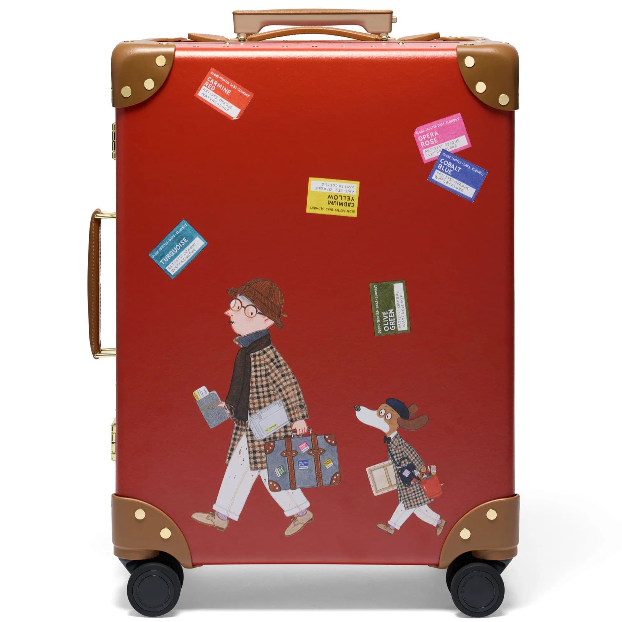 DAKS X GLOBE TROTTER X MR SLOWBOY COLLABORATION 4 WHEEL CARRY-ON CASE - RED