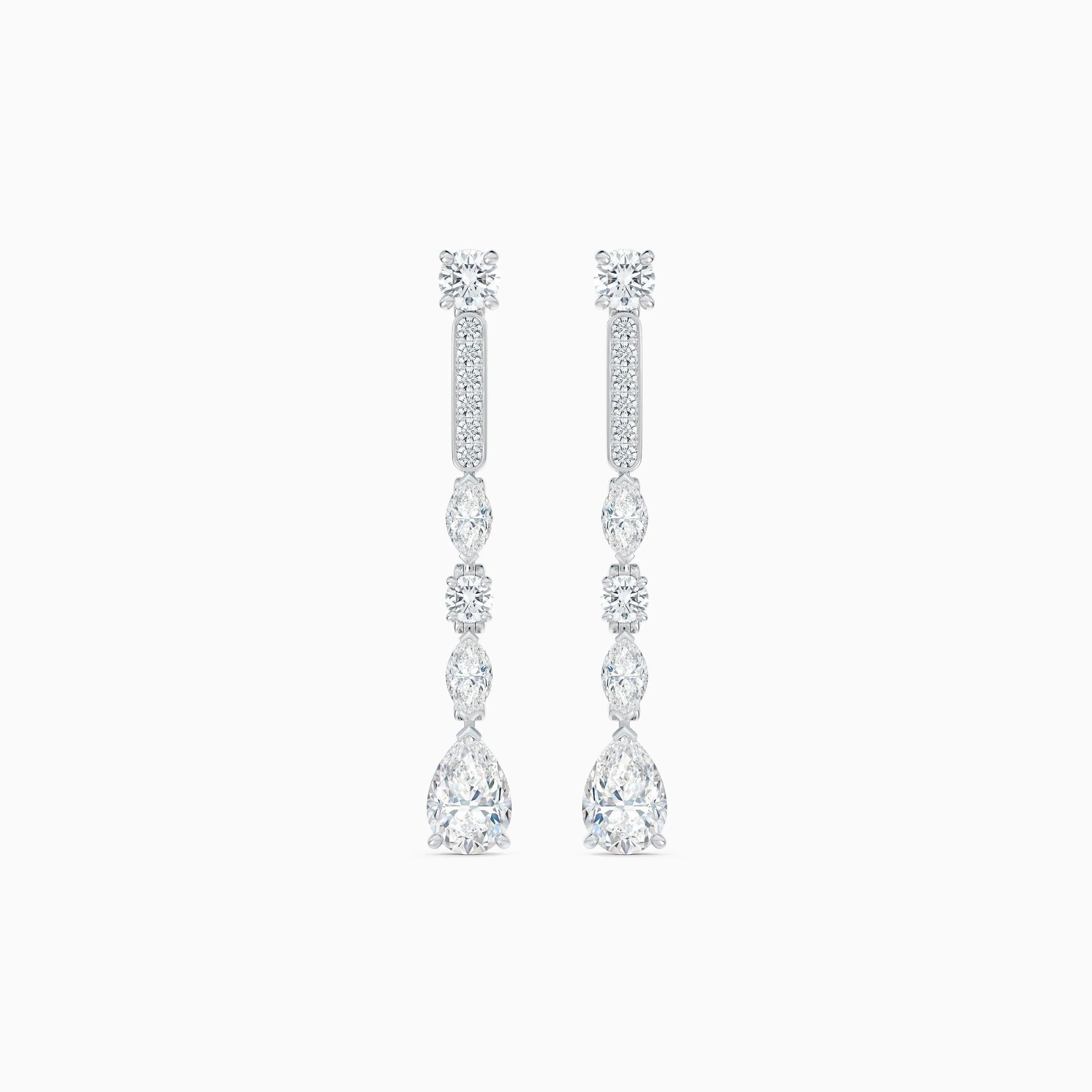 Snow Dance Short Earrings in White Gold