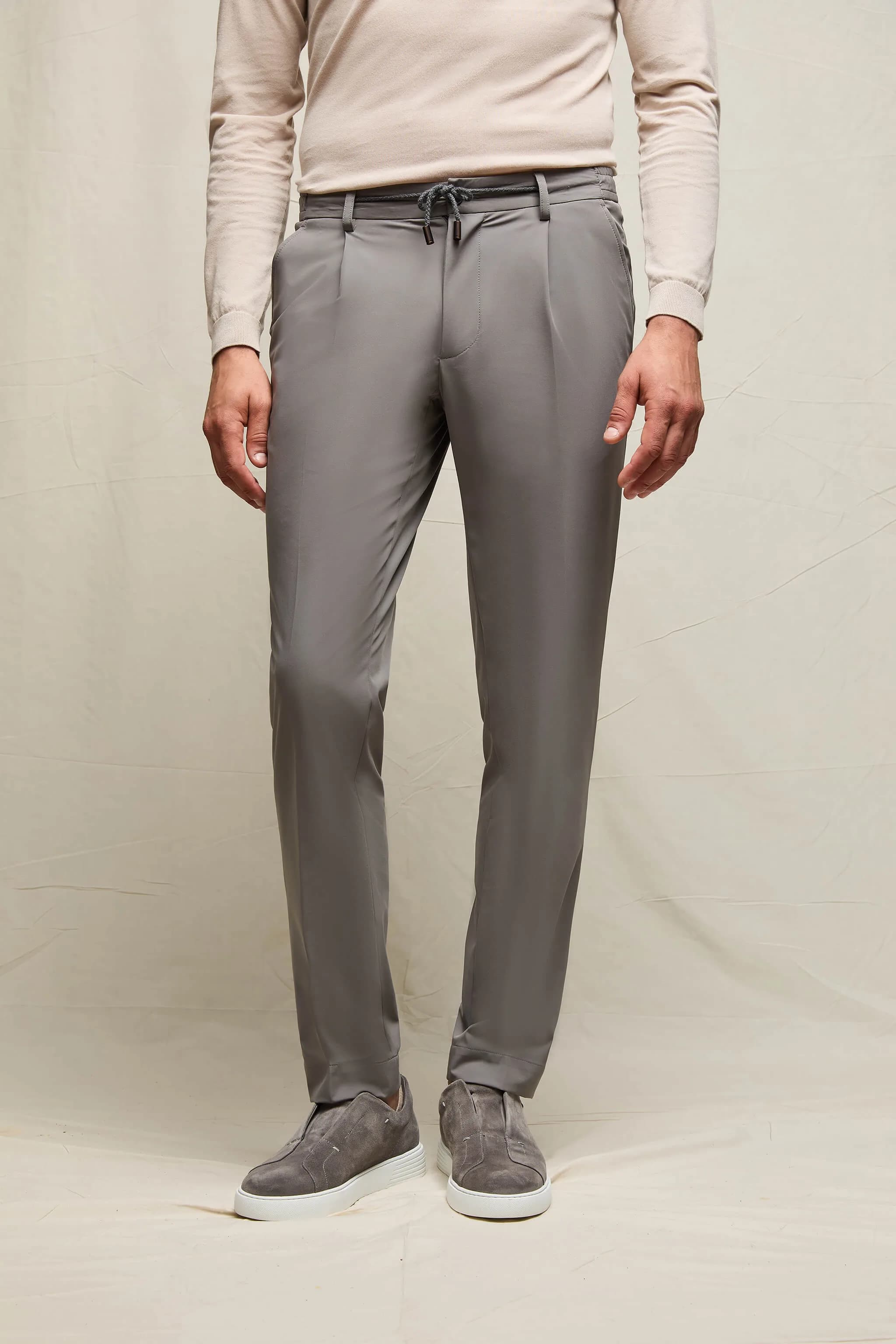 Pantalone Ed Tessuto Tecnico Grigio Perla