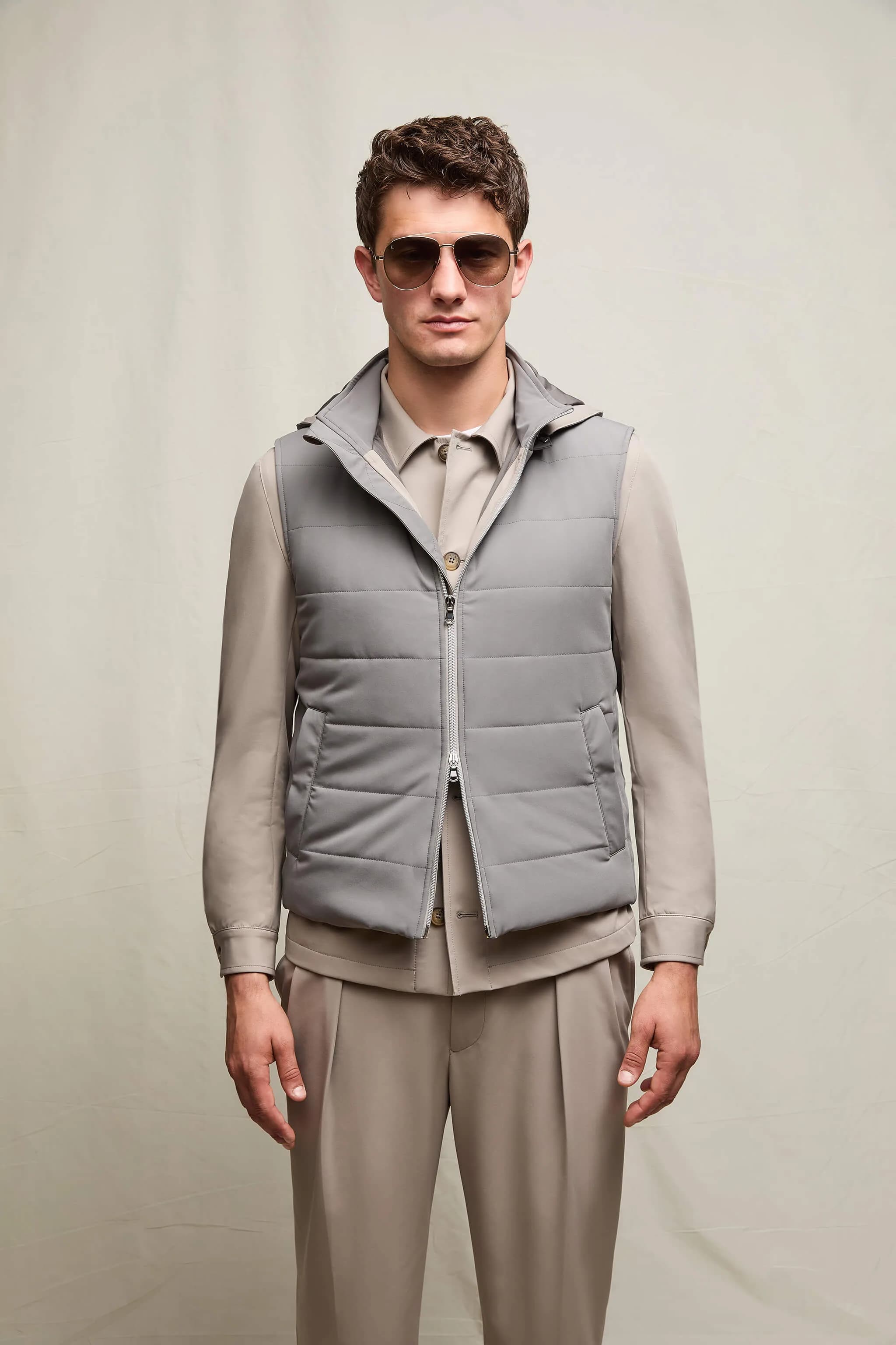Gilet Imbottito Jersey Tecnico Grigio Chiaro
