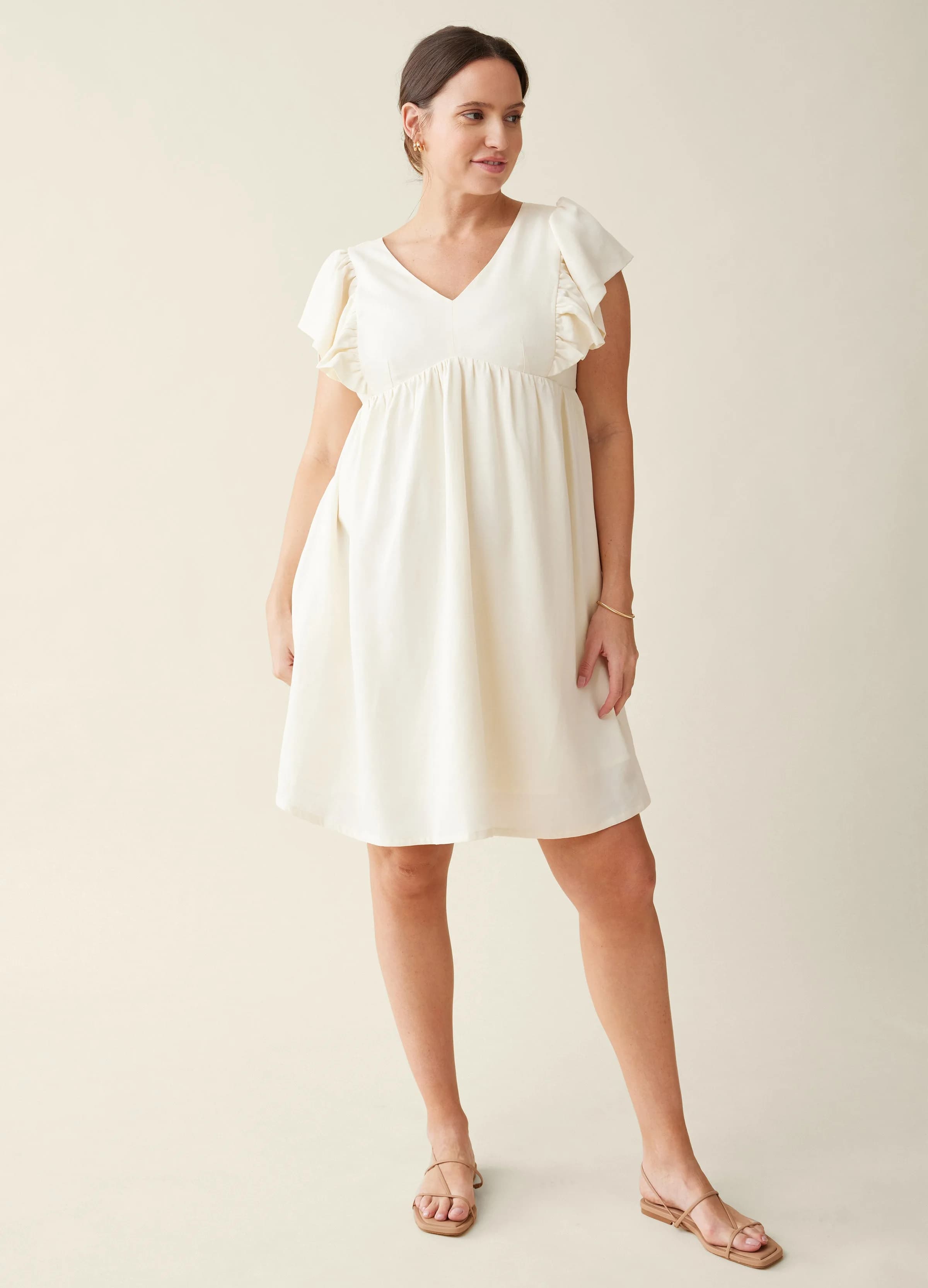 The Madeline Flutter Sleeve Maternity Dress
