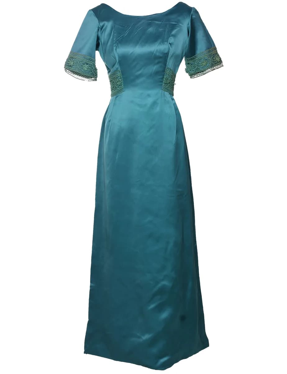 Vintage 1970s Teal Maxi Dress