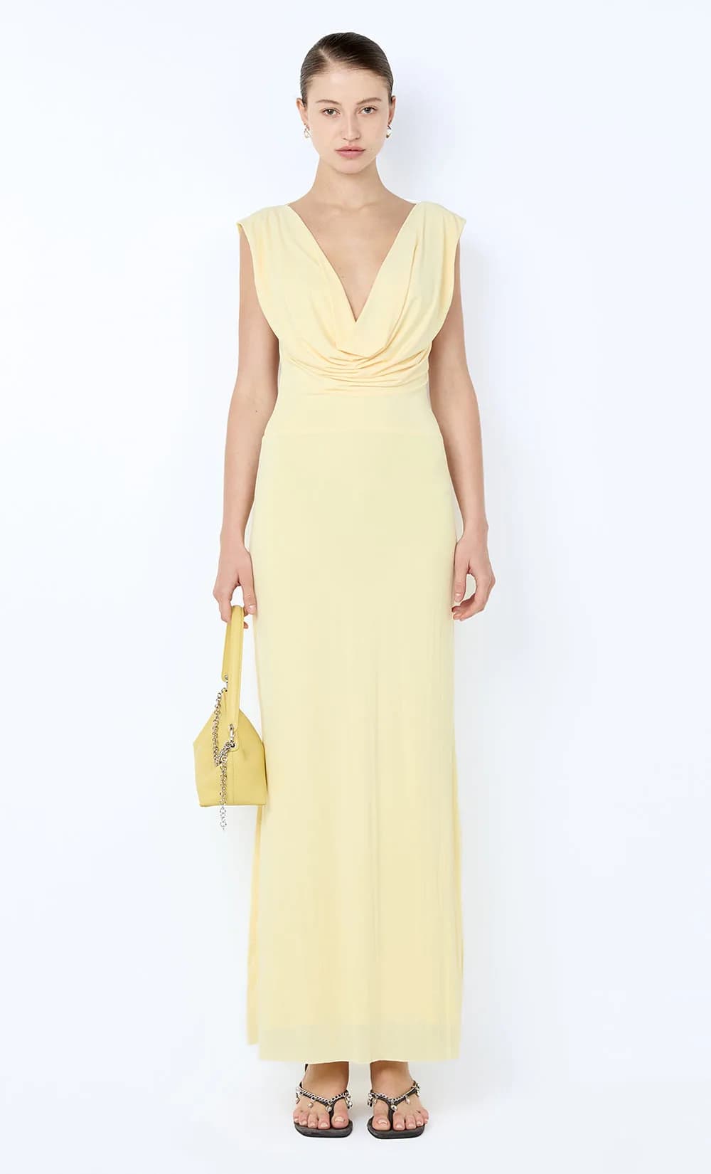 Cowl Neck Maxi Dress - Ice Yellow