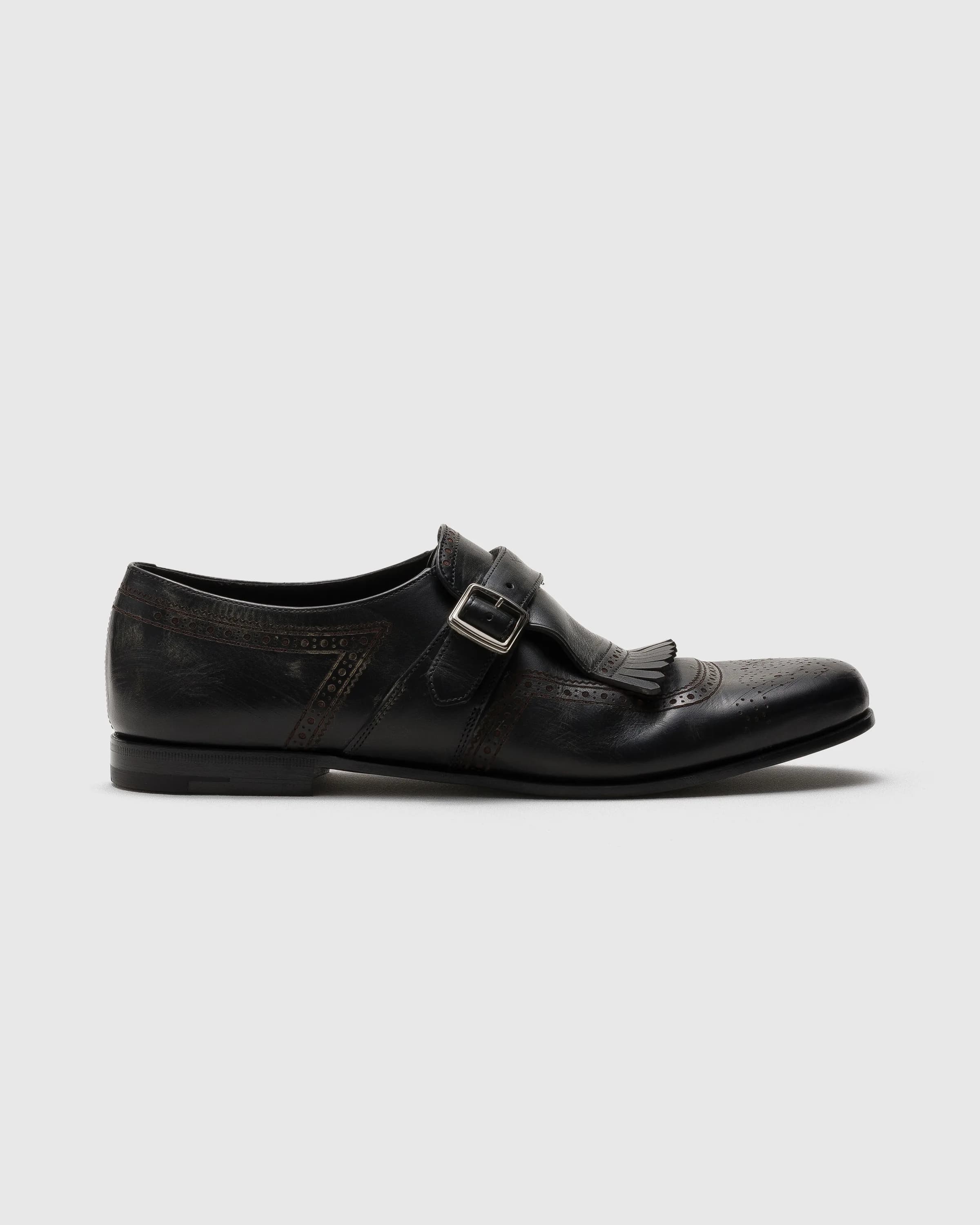 Antiqued Calfskin Monk Strap