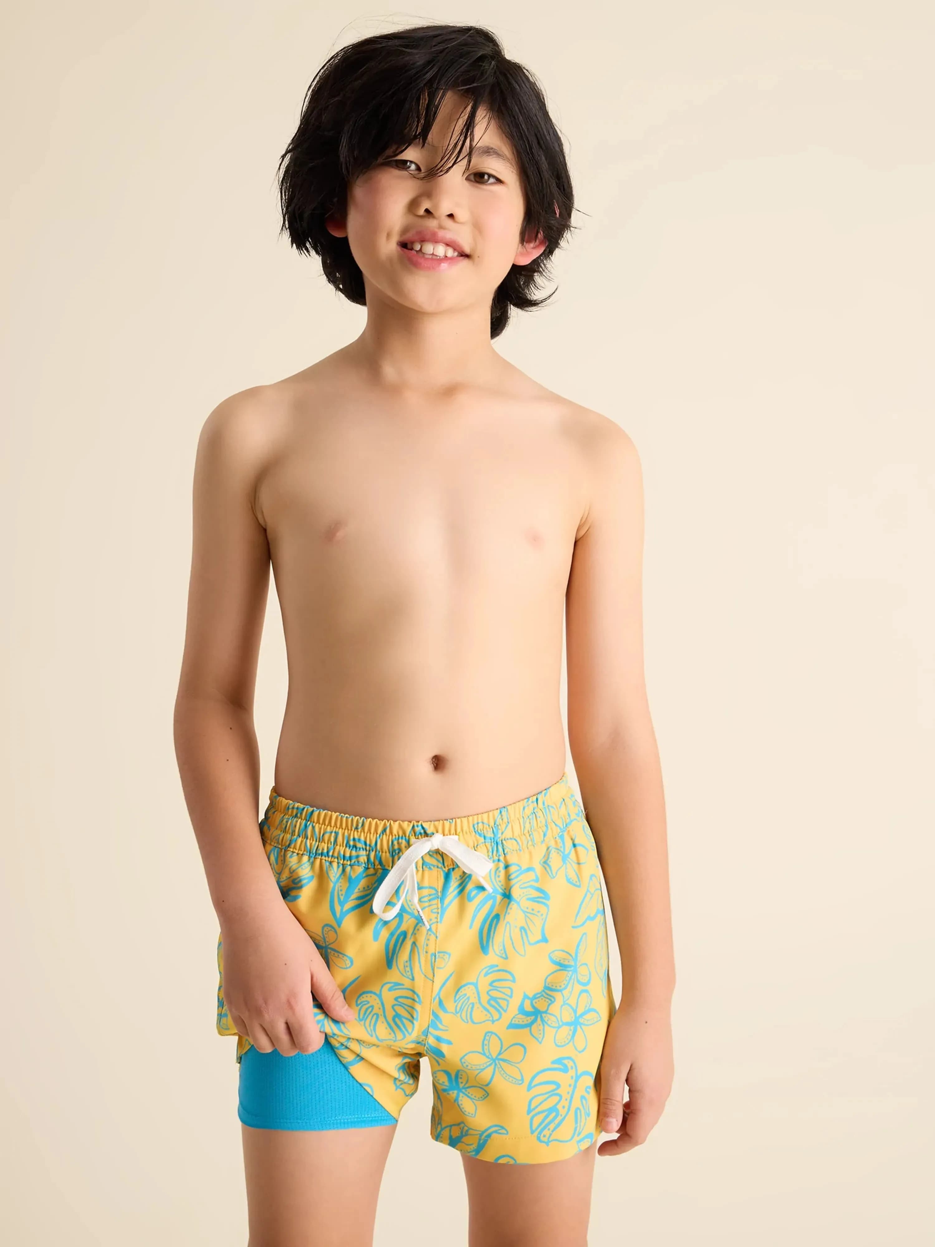The Floral Explorers (boys Lined Classic Swim Trunk- Shorter)