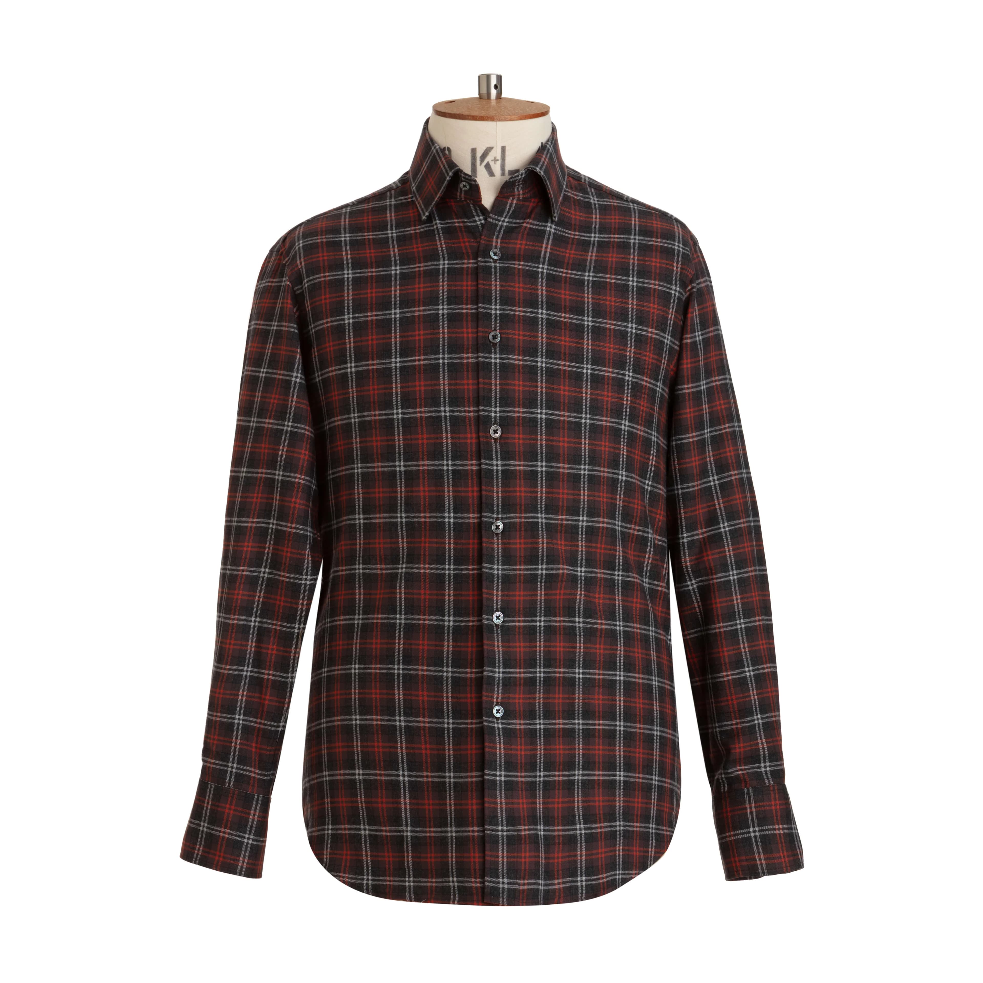 Ruby/Chocolate Tartan Brushed Cotton Shirt