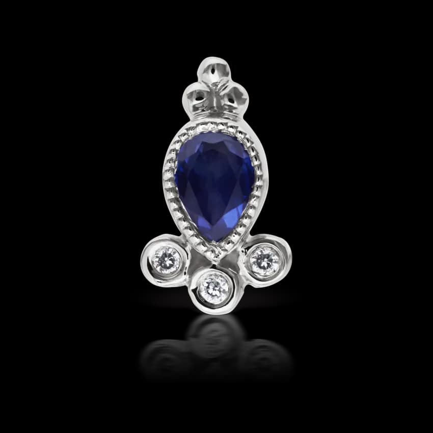 Blue Sapphire and Diamond Delia Threaded Stud Earring With Titanium Backing