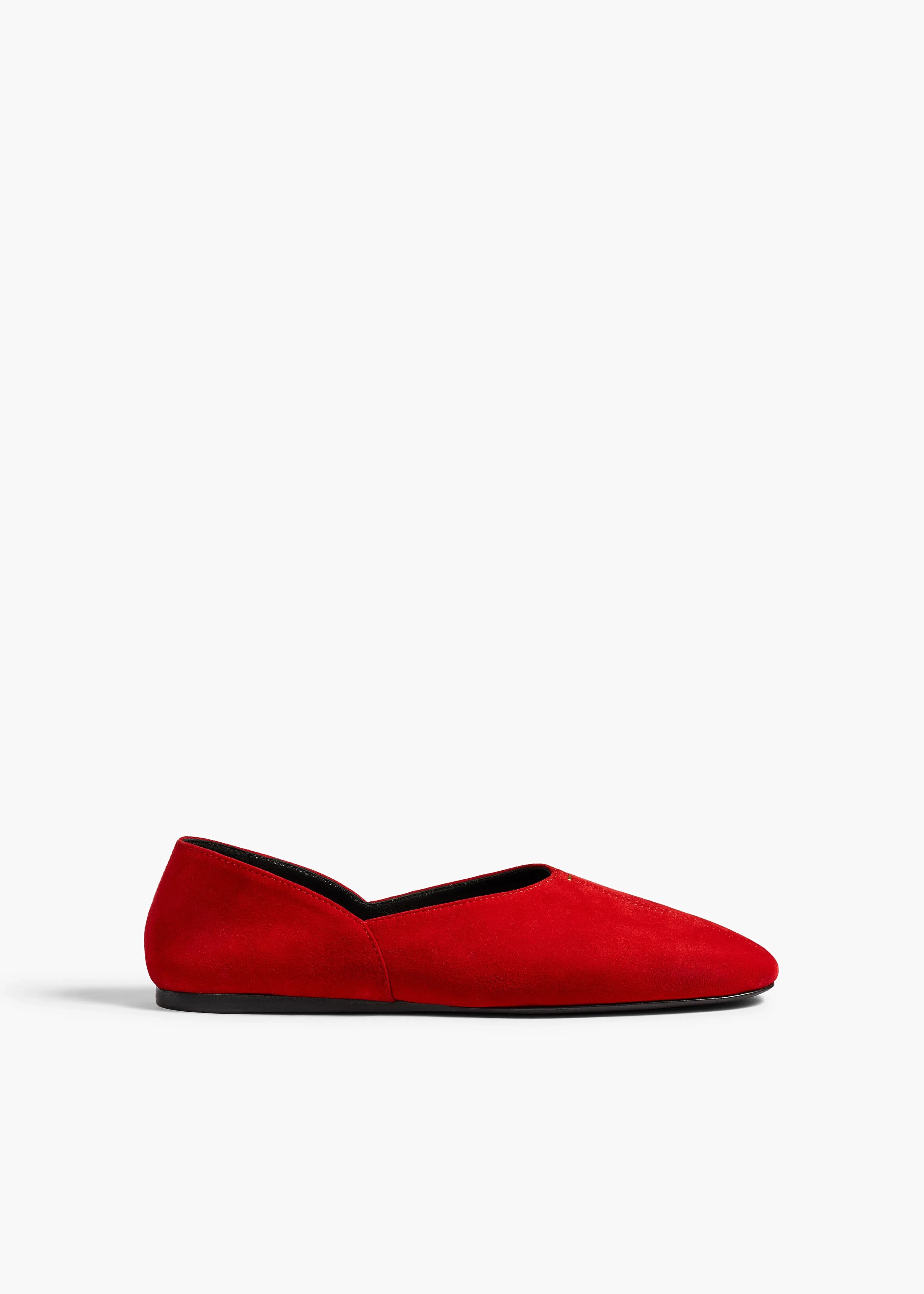 Jane Flat in Lipstick Suede