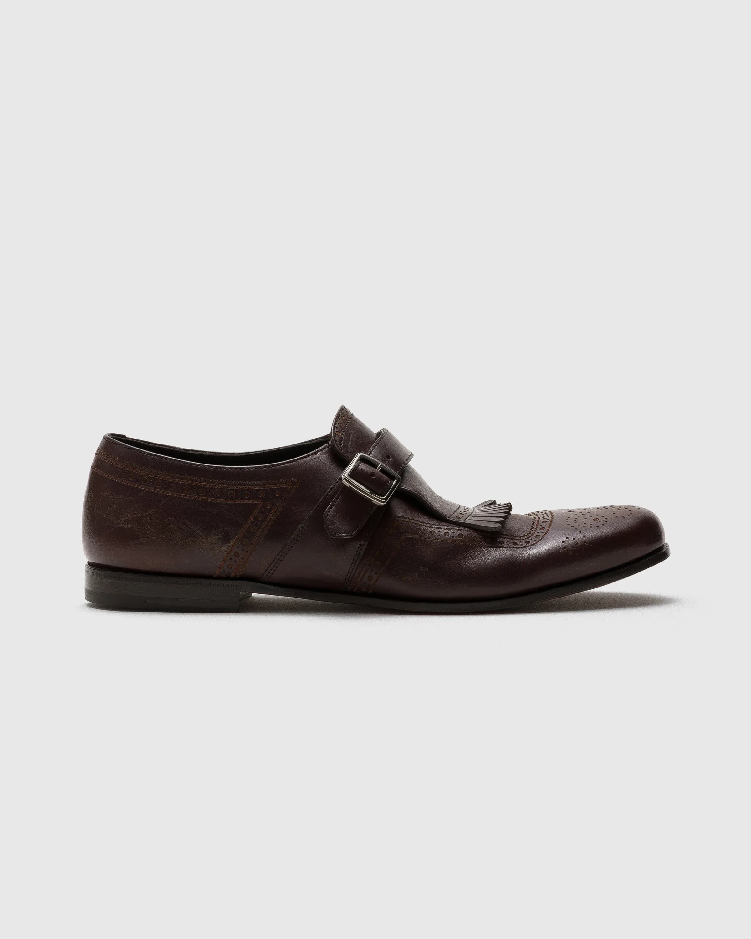 Antiqued Calfskin Monk Strap