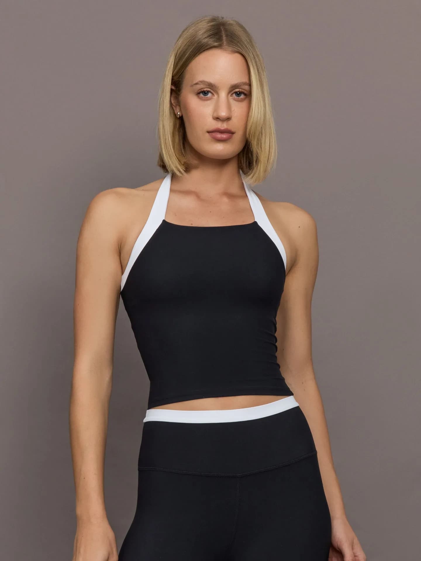 Colorblock Halter Tank in Melt - Black/White