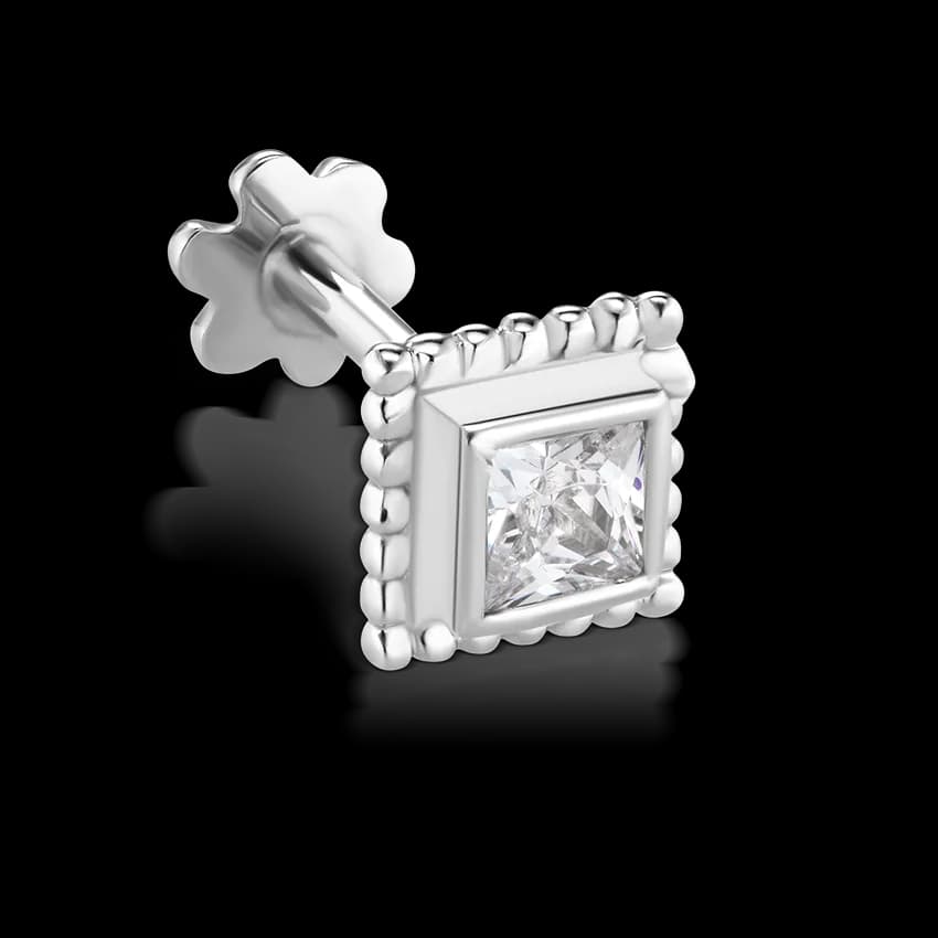 Cubic Zirconia Broken Braid Threaded Stud Earring With Titanium Backing