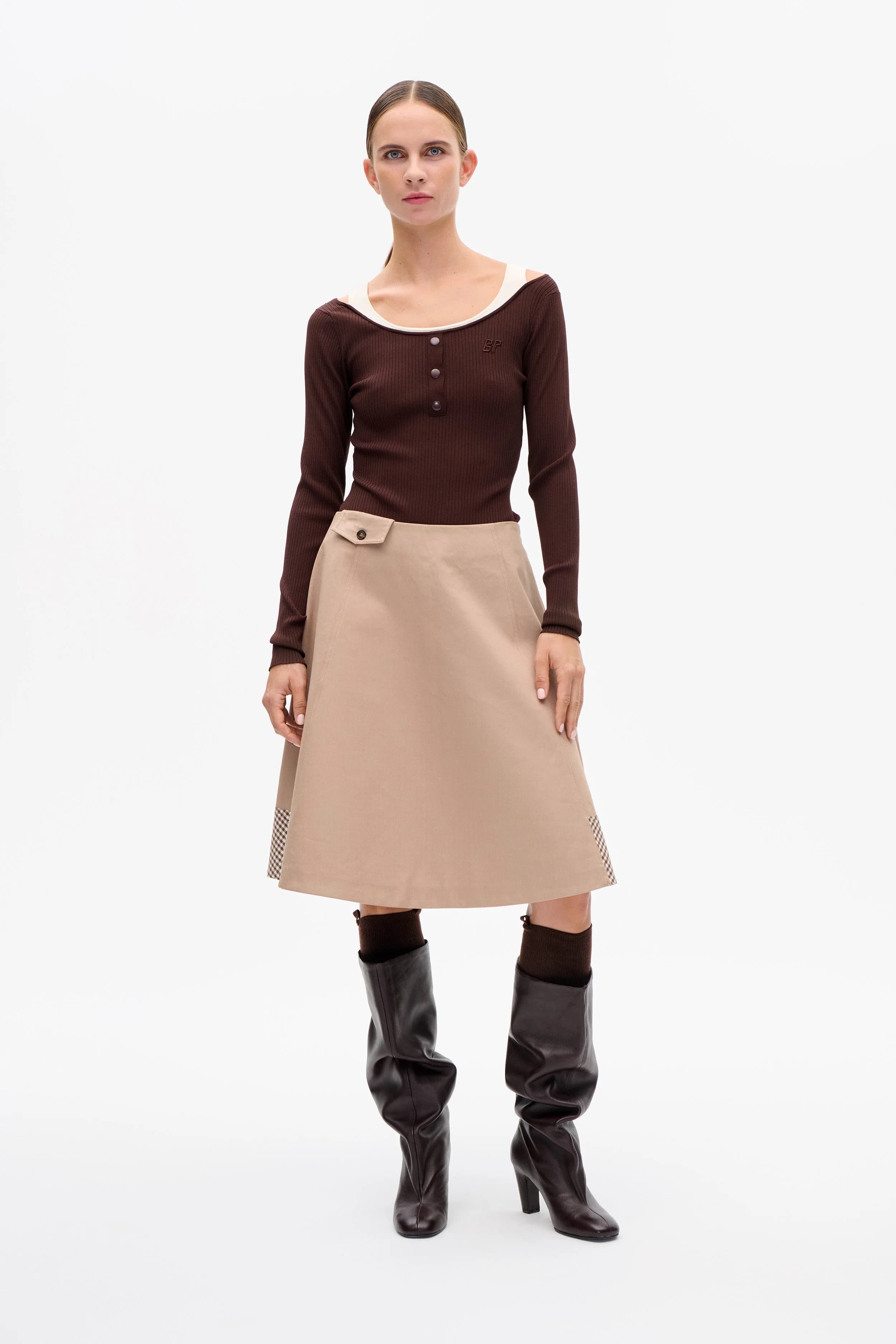 SIV SKIRT | Portabella Camel Check