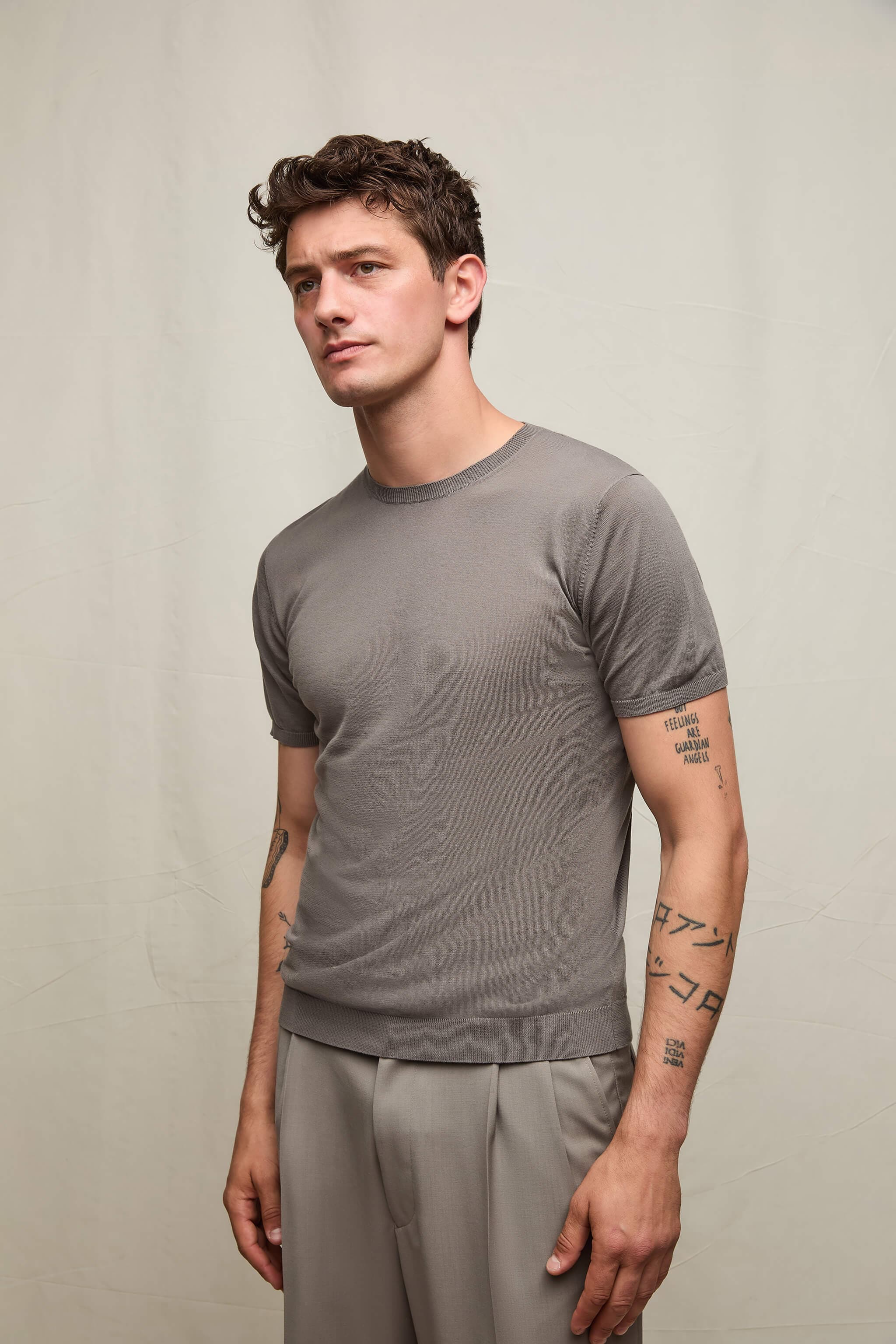 Maglia Manica Corta in Cotone Grigio Medio