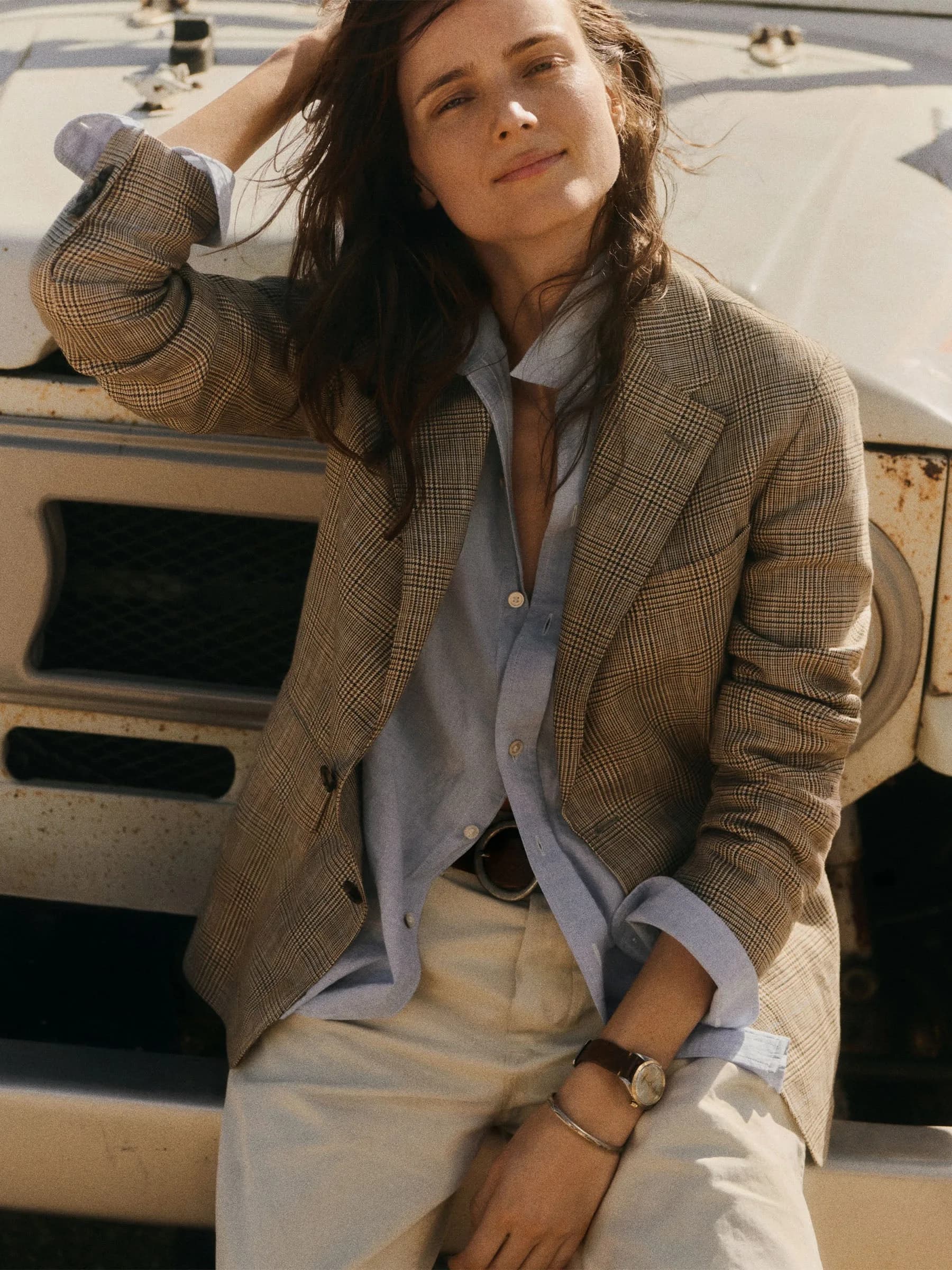 Glen Plaid Hutton Linen Blazer