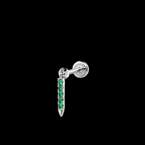Emerald Eternity Bar Charm Threaded Stud Earring With Titanium Backing