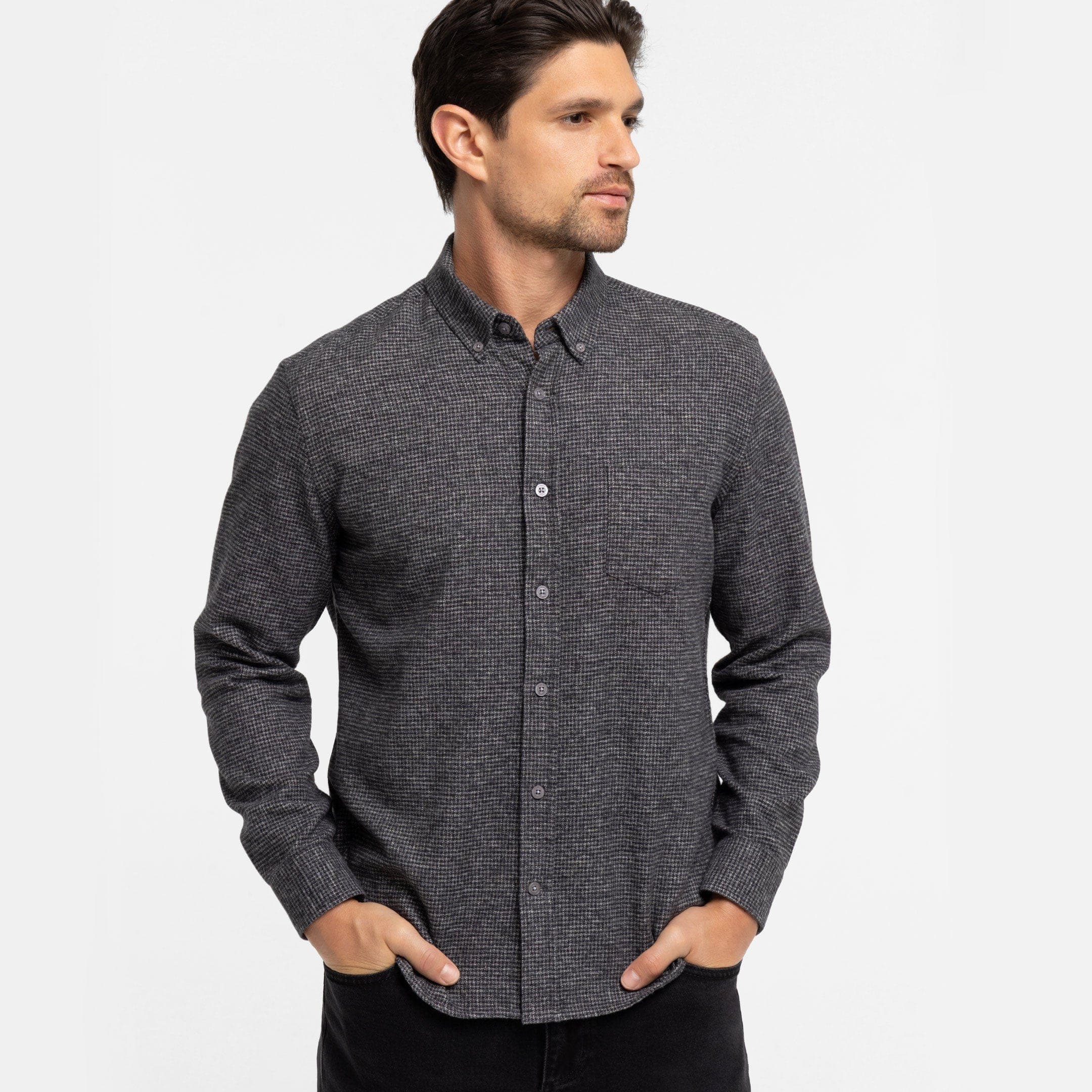 Charcoal Textured Brushed Shirt