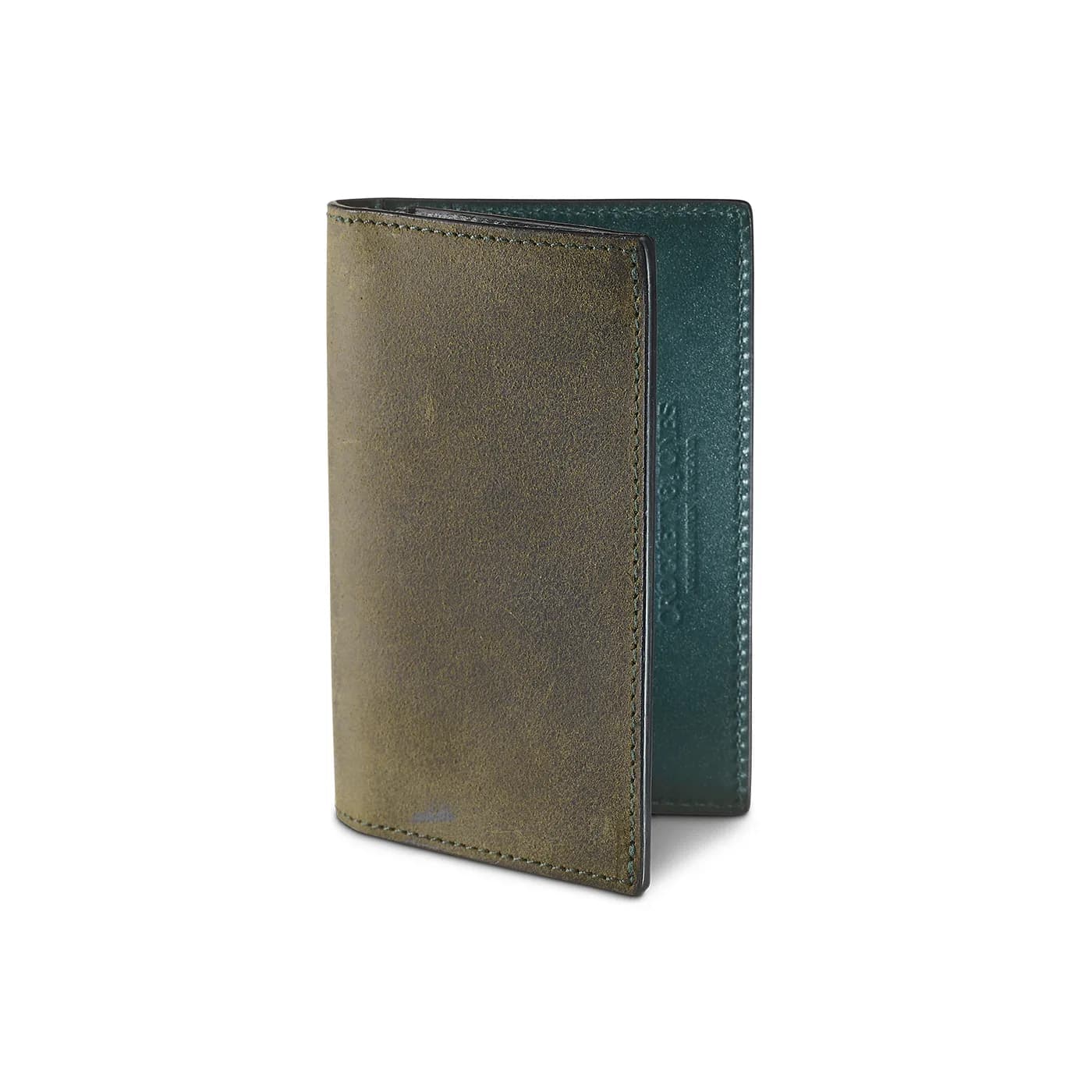 Folded Card Case Green Rough-out Suede