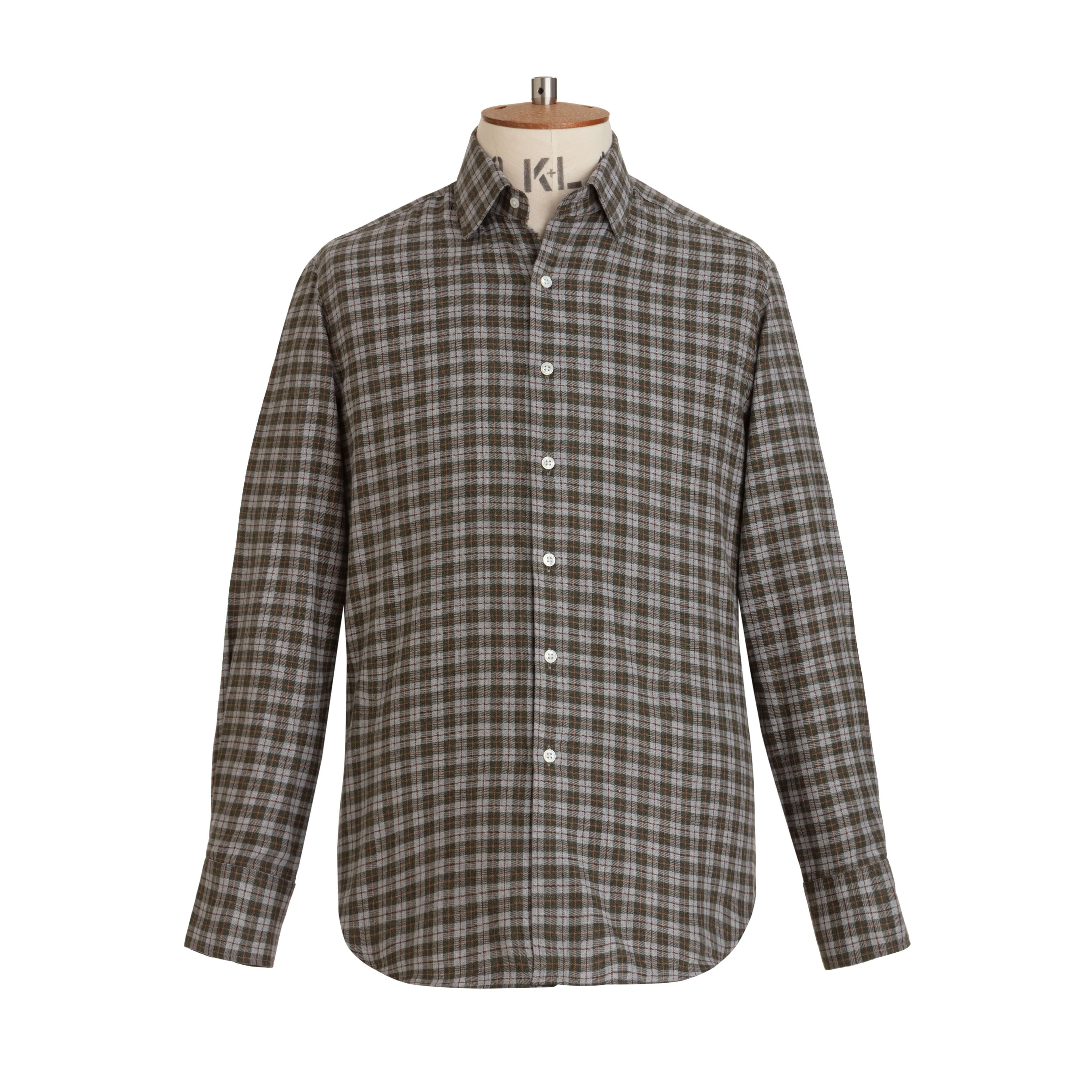 Sage/Ochre Check Brushed Cotton Shirt