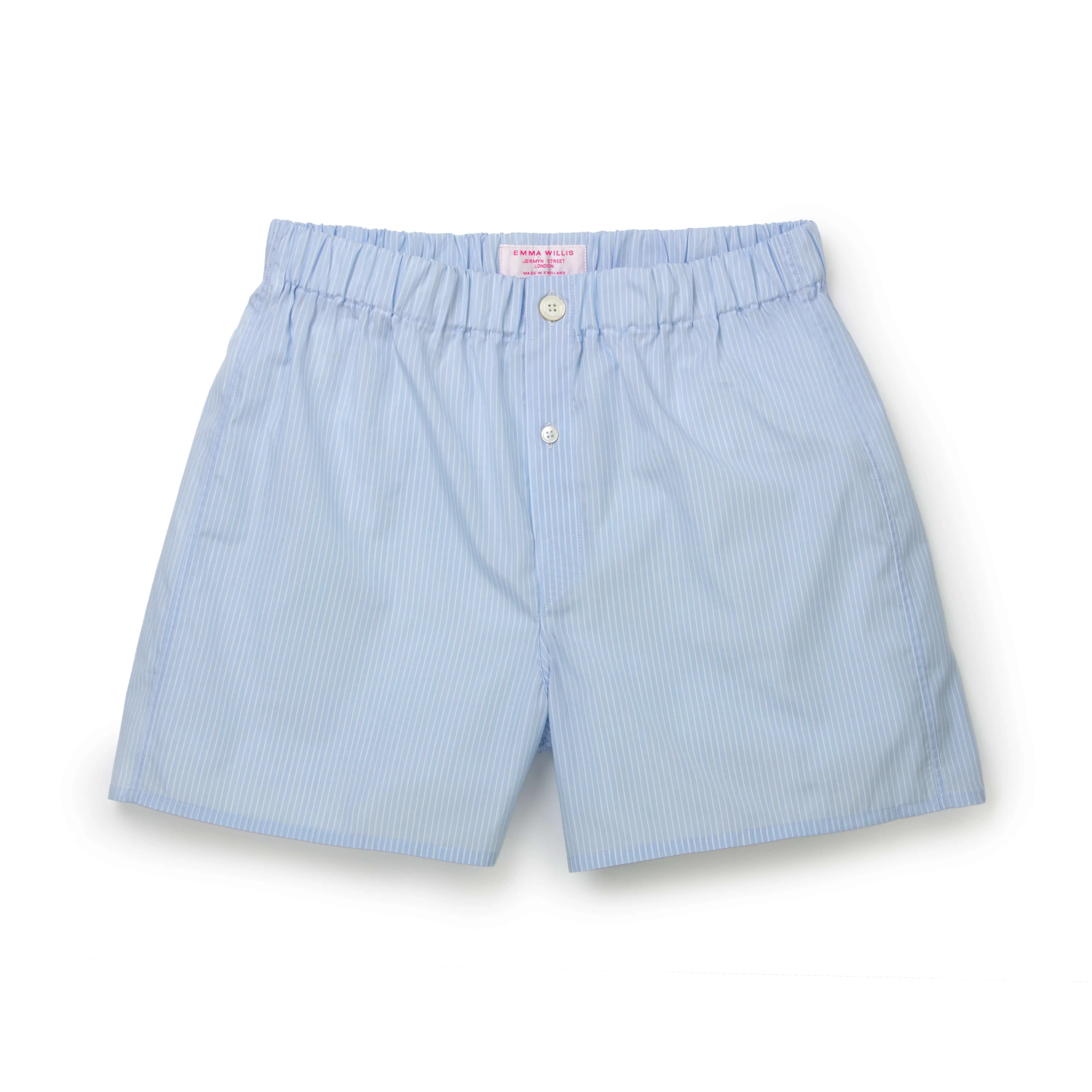 Blue Chalk Stripe Slim Fit Boxer Shorts