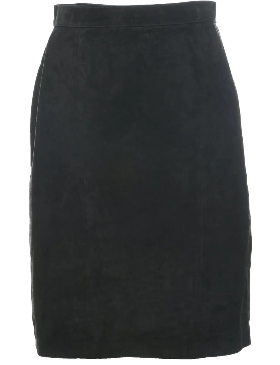 Vintage Suede Black Pencil Skirt - M