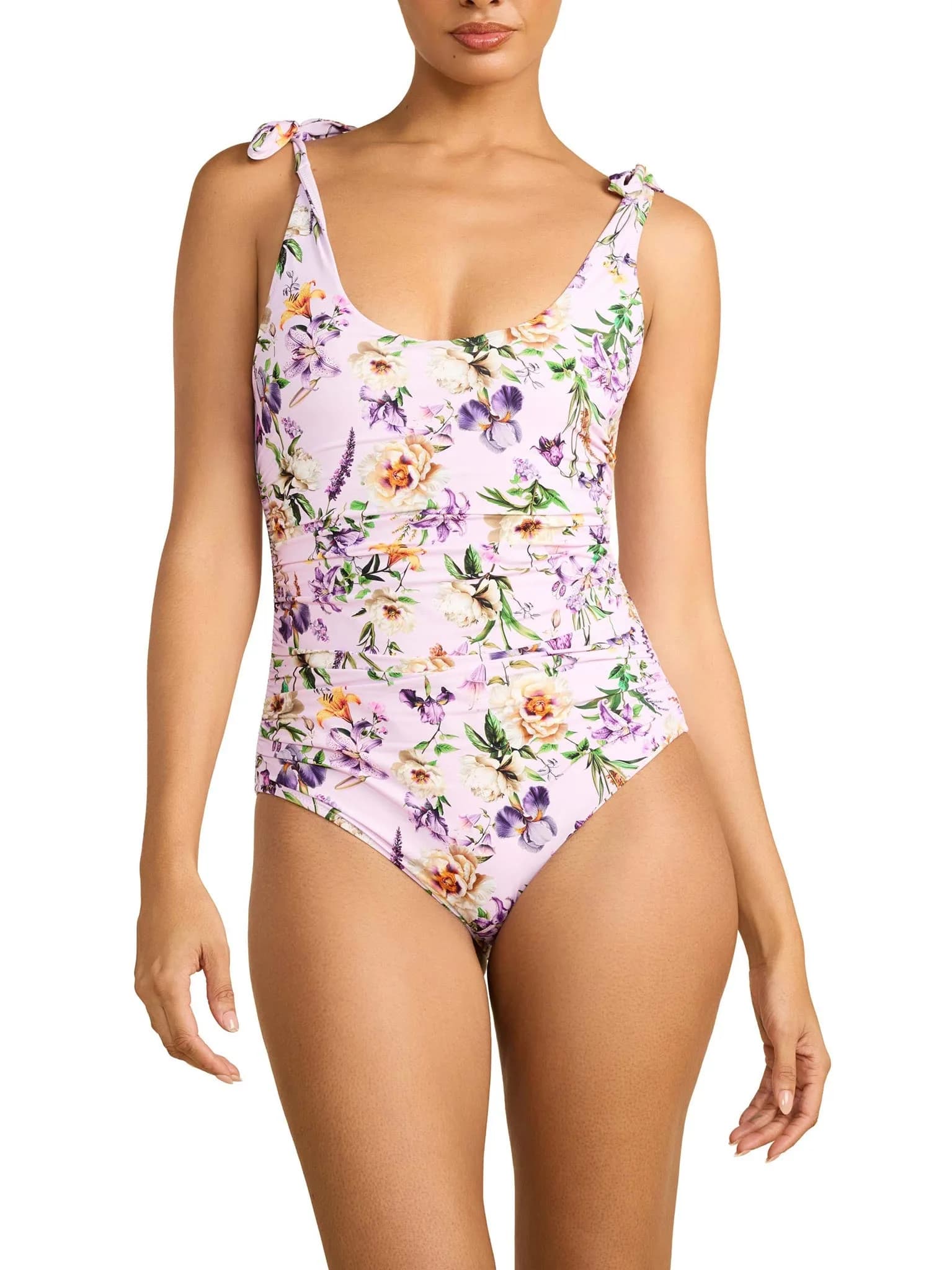 Ruched Bow One Piece Swimsuit