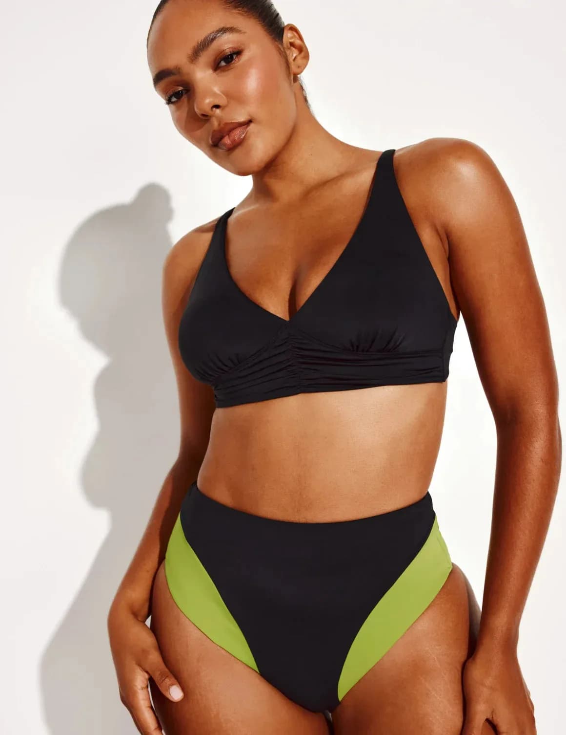High Rise Bikini Swim Bottom - Color Block - Last Call