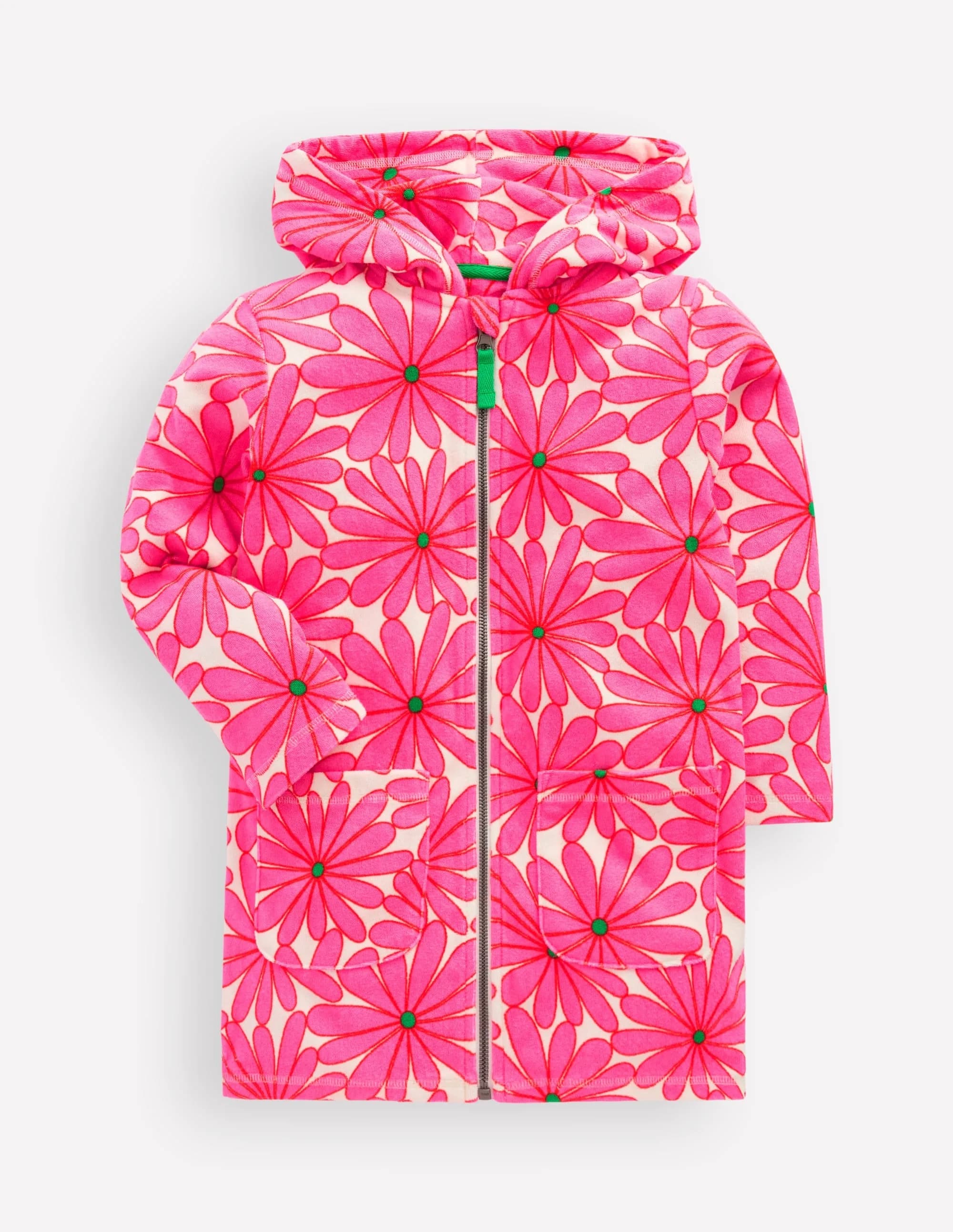 Romie Towelling Zip Throw-on-festival Pink Giant Daisy