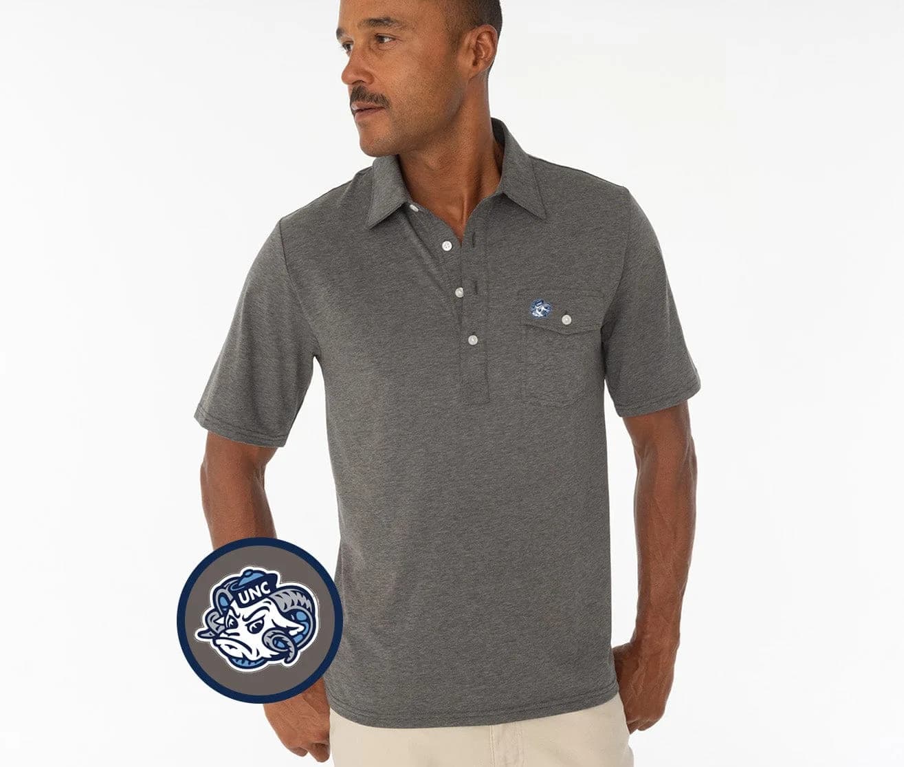 Coach's Performance Players Shirt - Tarheel Head - Heather Gray